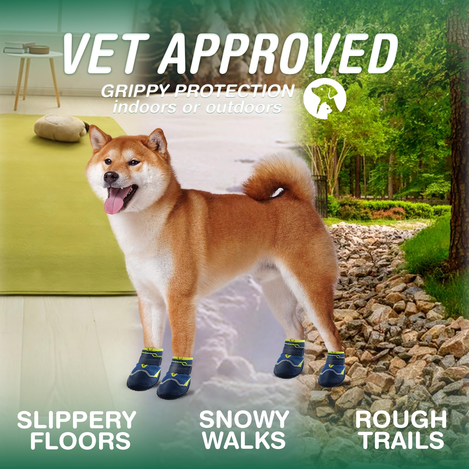 Aokown Dog Shoes For Large Dogs, Anti-Slip Dog Boots For Winter Snow, Hot Pavement, Dog Booties & Paw Protectors For Hardwood Fl