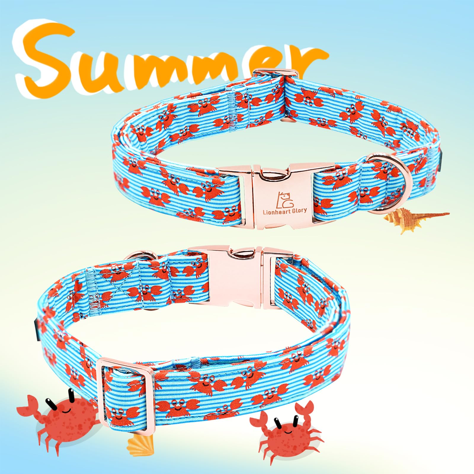 Lionheart Glory Dog Collar Blue Stripe Dog Collars For Medium Dogs, Summer Boy Dog Collars Adjustable Duty Heavey Collar Collar