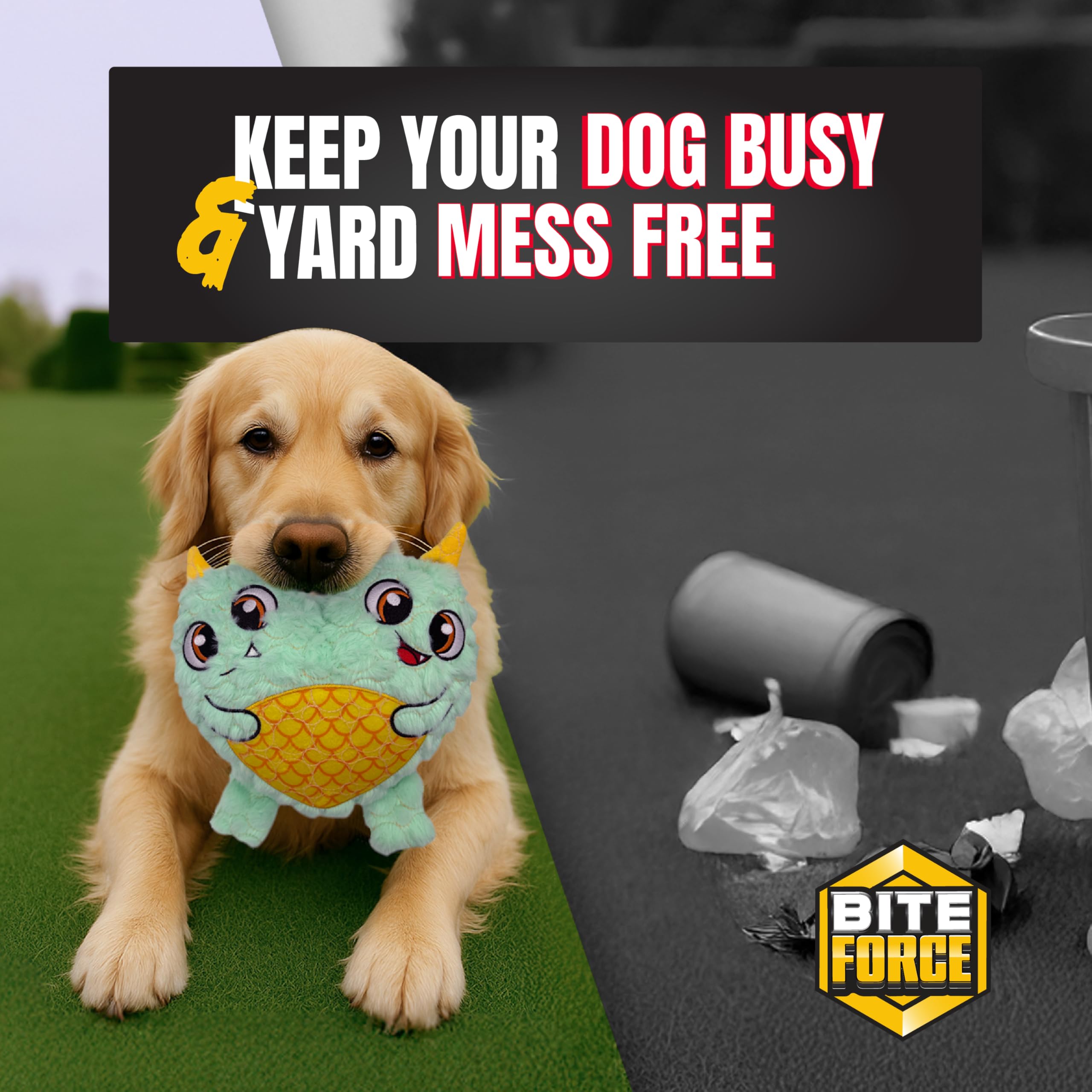 Bite Force Durable Blue Two-Headed Monster Dog Toy, Kevlar-Reinforced for Aggressive Chewers, Plush Material, Model BF1141C22