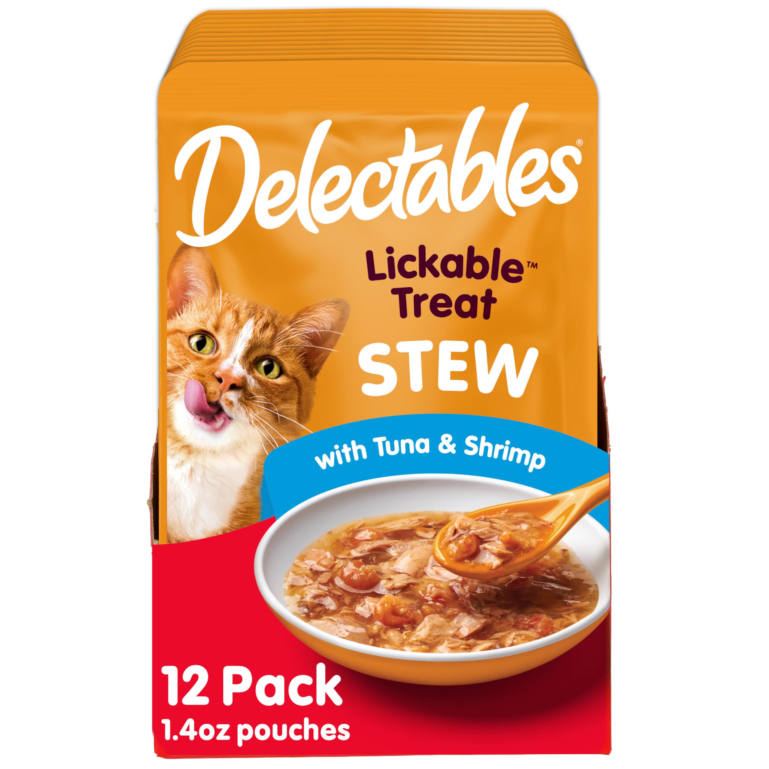 Hartz Delectables Stew Lickable Wet Cat Treats for Adult & Senior Cats, Tuna & Shrimp, 12 Count, 1.4 Ounce (Pack of 12)