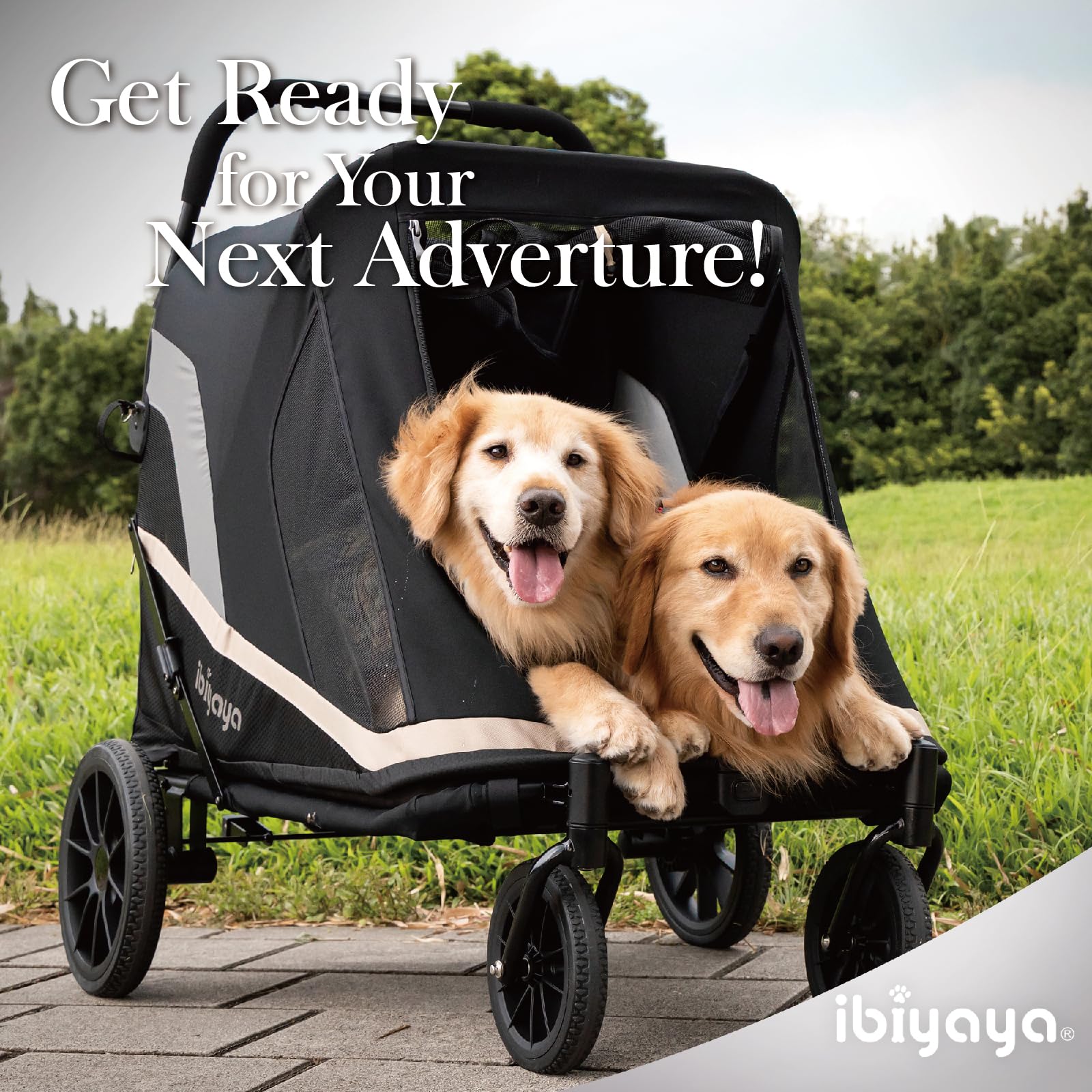 Ibiyaya - Grand Cruiser Dog Stroller For Large Dogs - Dog Wagon For Senior Dogs And Elderly Dogs - Comfortable And Durable, Heavy Duty Design - Black