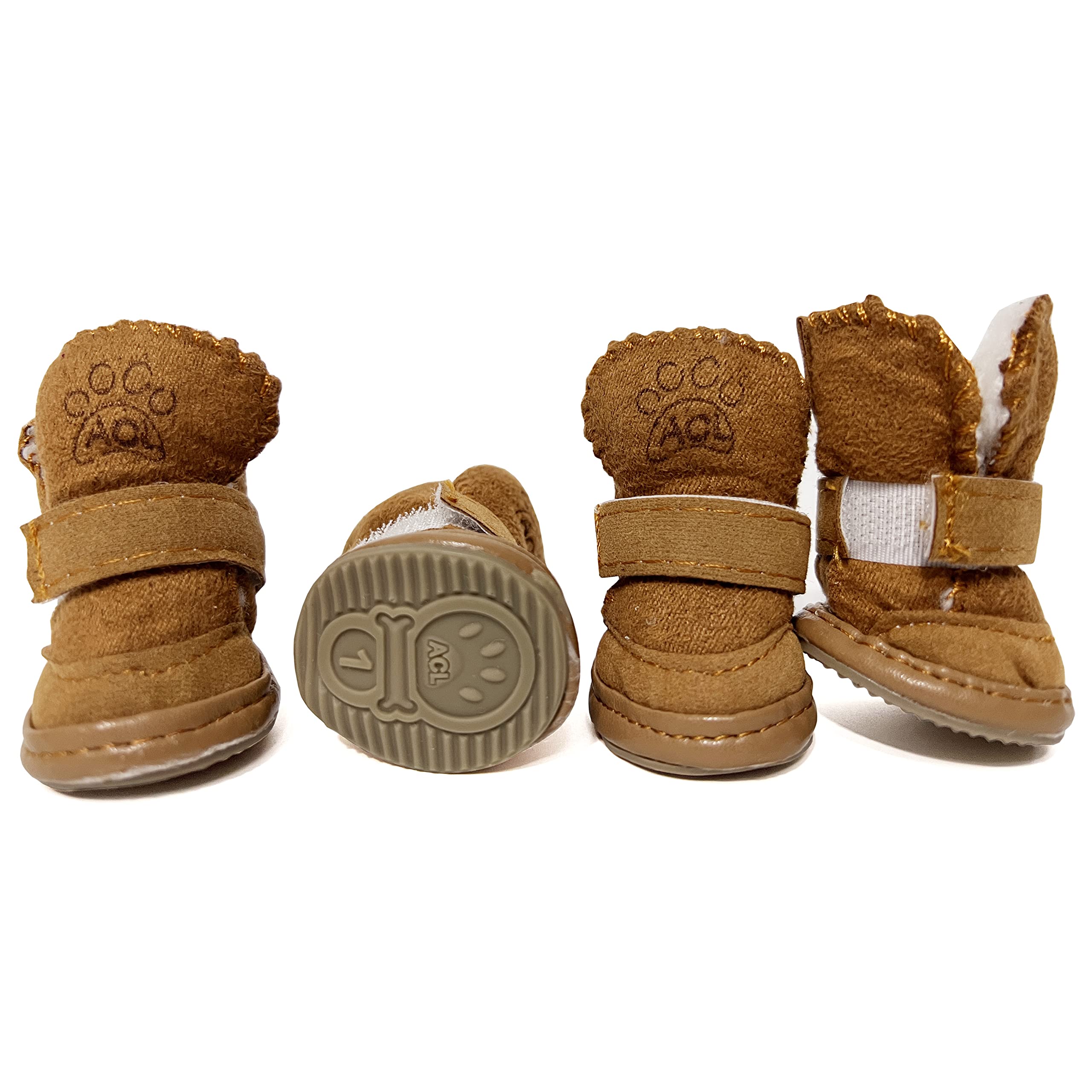 Hpwfhplf Dog Boots, Dog Shoes For Small Dogs Chihuahua, Anti-Slip Paw Protectors For Snow Winter (Brown, Size1)