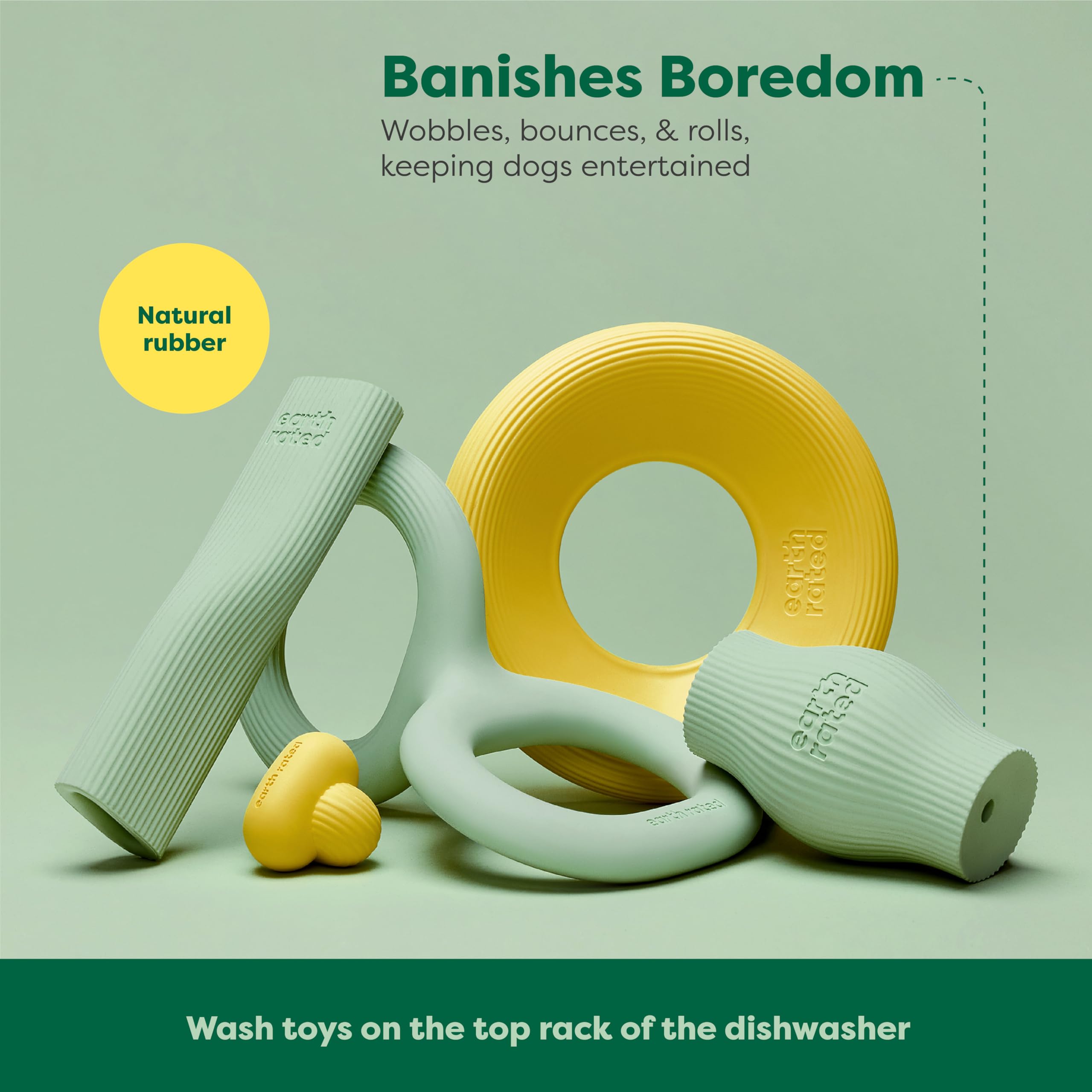 Earth Rated Treat Dispensing Dog Toys, Enrichment Toy For Adult And Puppy Dogs, Slow Feeder, Dishwasher And Freezer-Safe, Natura