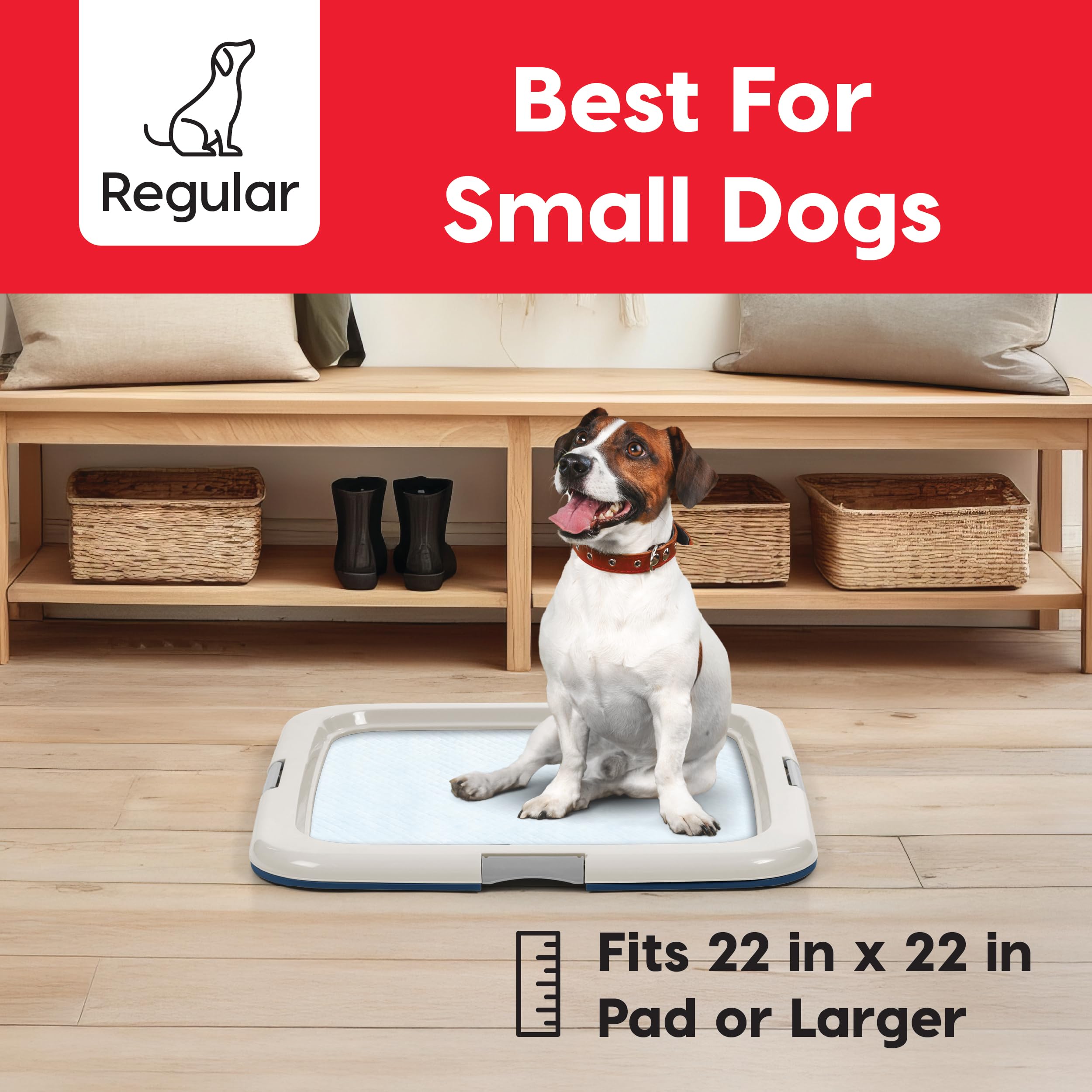 IRIS USA Pee Pad Holder - For Potty Training Regular Sized Dog & Puppy Pee Pads, Secured Latches, Non-Skid Feet, Leak Protection