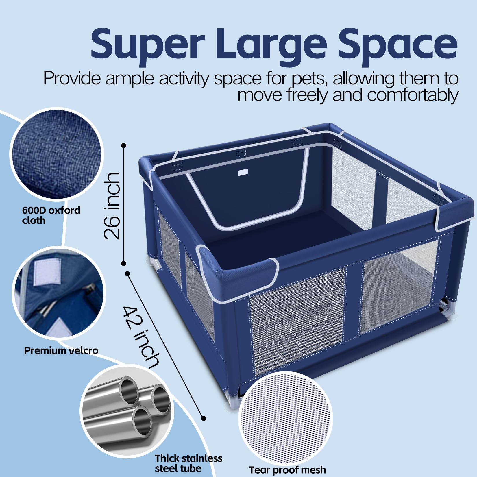 42X42X26 Inches Dog Playpens,Puppy Playpen With Gate For Puppies Or Small Dogs, Dog Fence Pet Playpen For Indoor & Outdoor