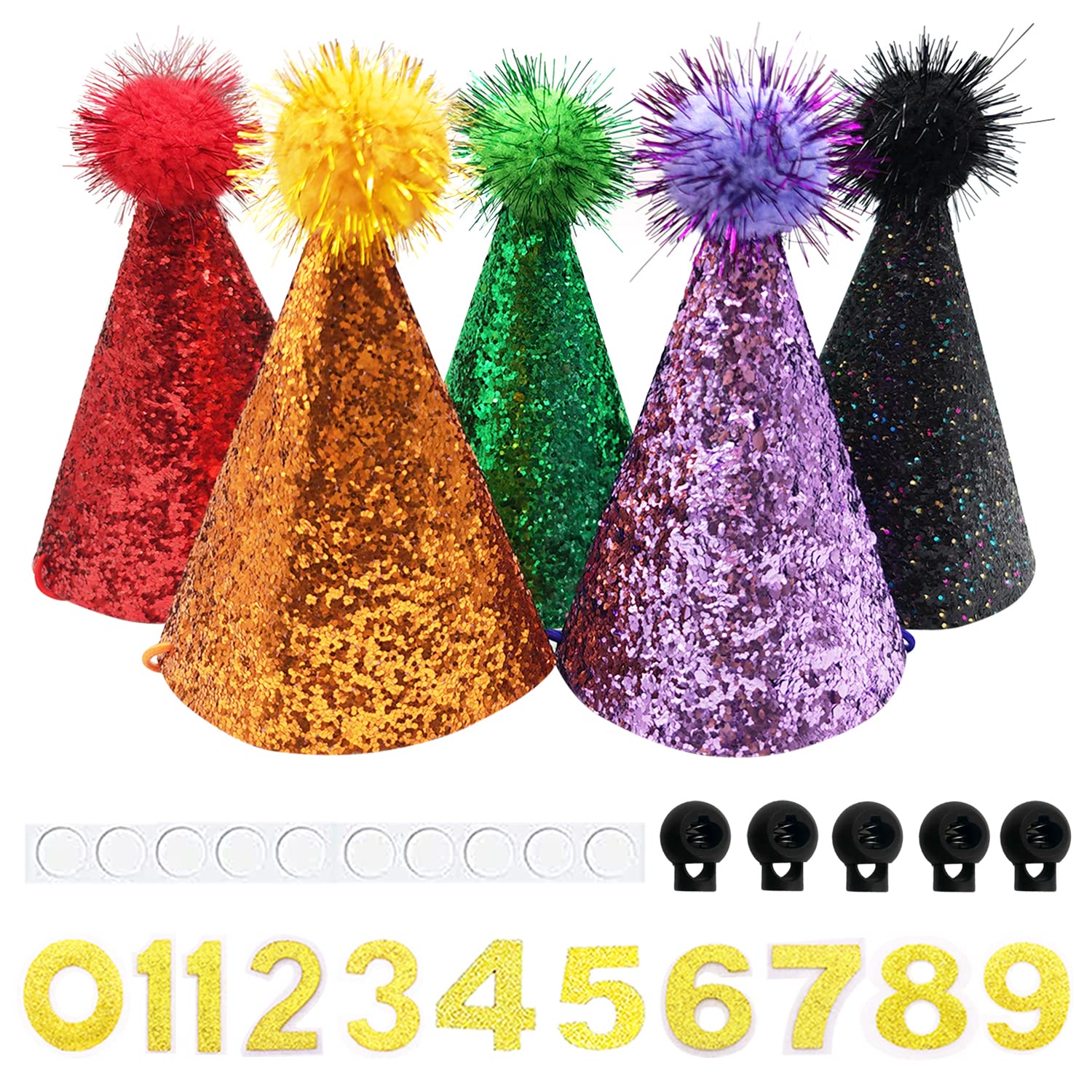 Pet Show 5Pcs/Pack Small Dog Hat Set Pet Birthday Hats For Boys Girls Holiday Party Apparel Accessories With 0-9 Numbers And Adj