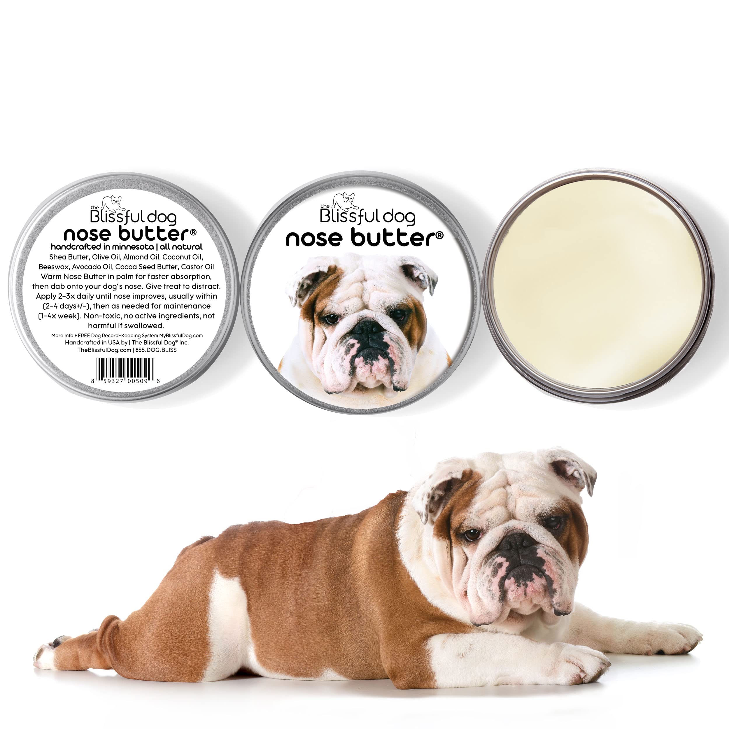 The Blissful Dog Bulldog Nose Butter, Versatile Dog Nose Balm for Dry Nose, Handcrafted Nose Moisturizer, Easy-to-Apply Dog Esse