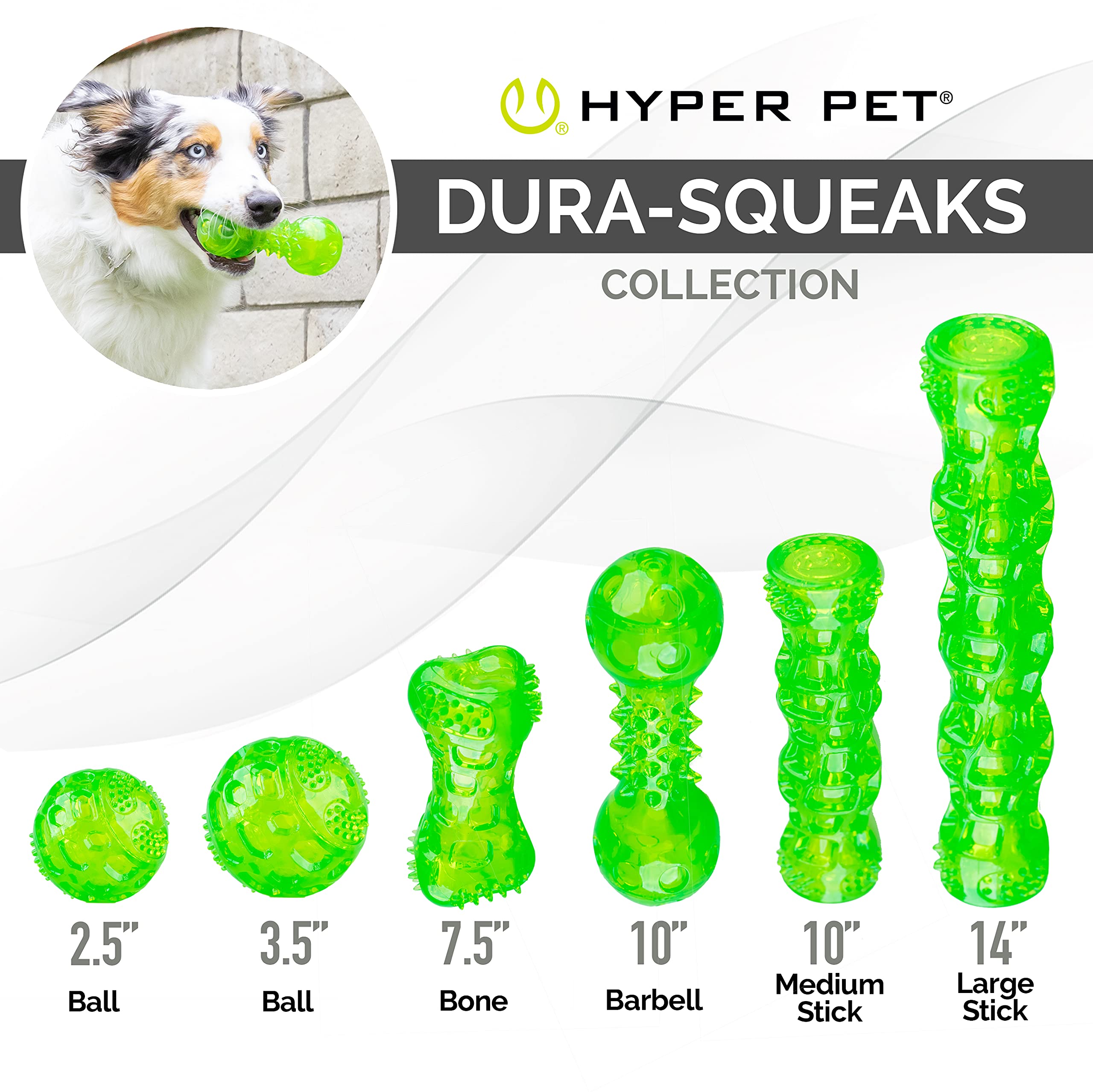 Hyper Pet Durasqueak Dog Ball Dog Toys (Interactive Dog Toys That Float & Squeak) Squeaky Dog Toys & Dog Balls For Playing, Fetching & Retrieving - Great Alternative To Traditional Dog Tennis Balls