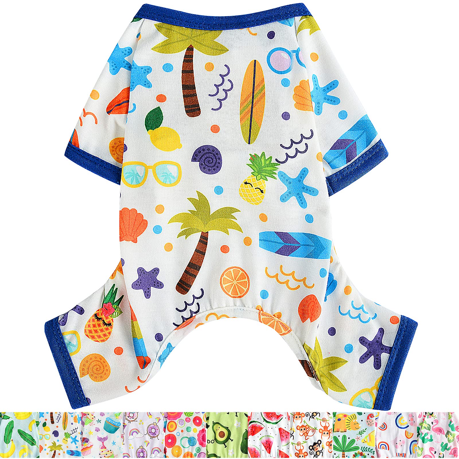 Dog Pajamas For Small Dogs, Chihuahua Pajamas, Puppy Clothes, Extra Small Puppy Pjs, Soft Pet Onesies,Dog Shirts Chihuahua Yorkie Teacup Cat Clothing (Coconut Tree, Small)