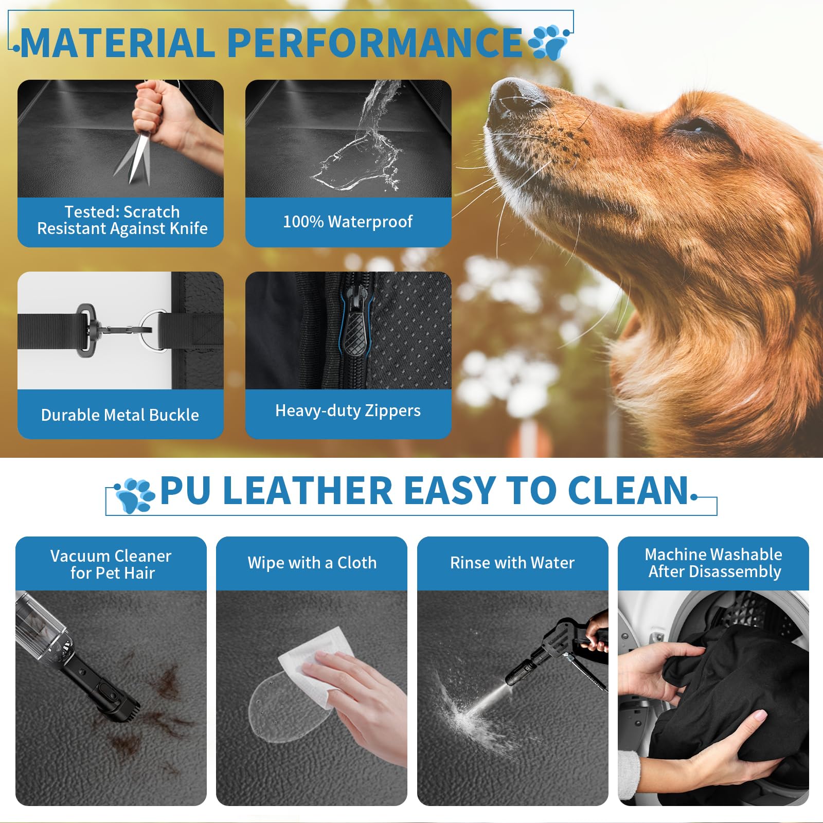 Nidouillet Back Seat Extender For Dogs - Pu Leather Dog Car Seat Cover For Back Seat Anti-Scratch Hard Bottom Max 440Lbs, Waterp