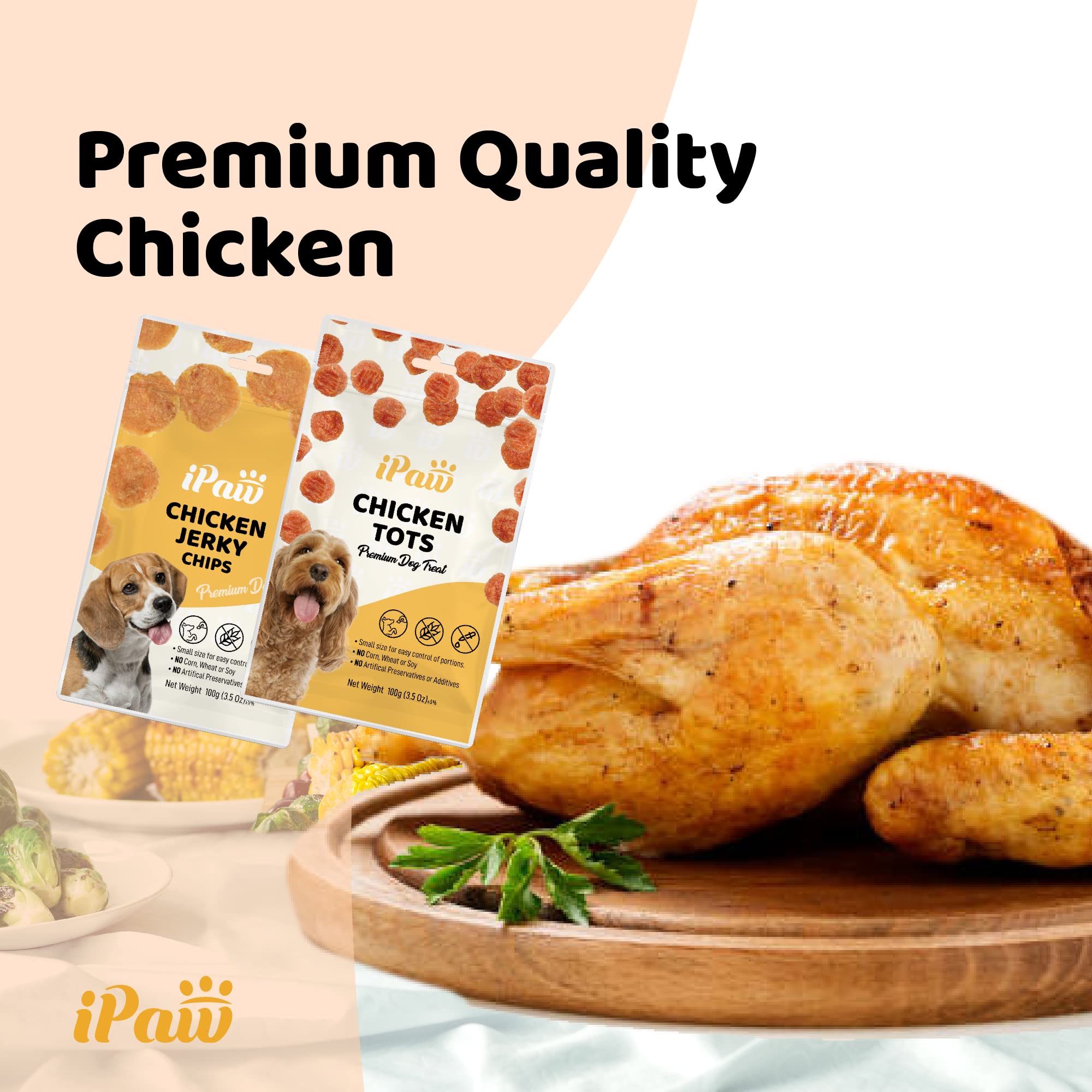 iPaw Chicken Chips Dog Treats for Puppy Training, All Natural Human Grade Dog Treat, Hypoallergenic, Easy to Digest (Chicken Chi