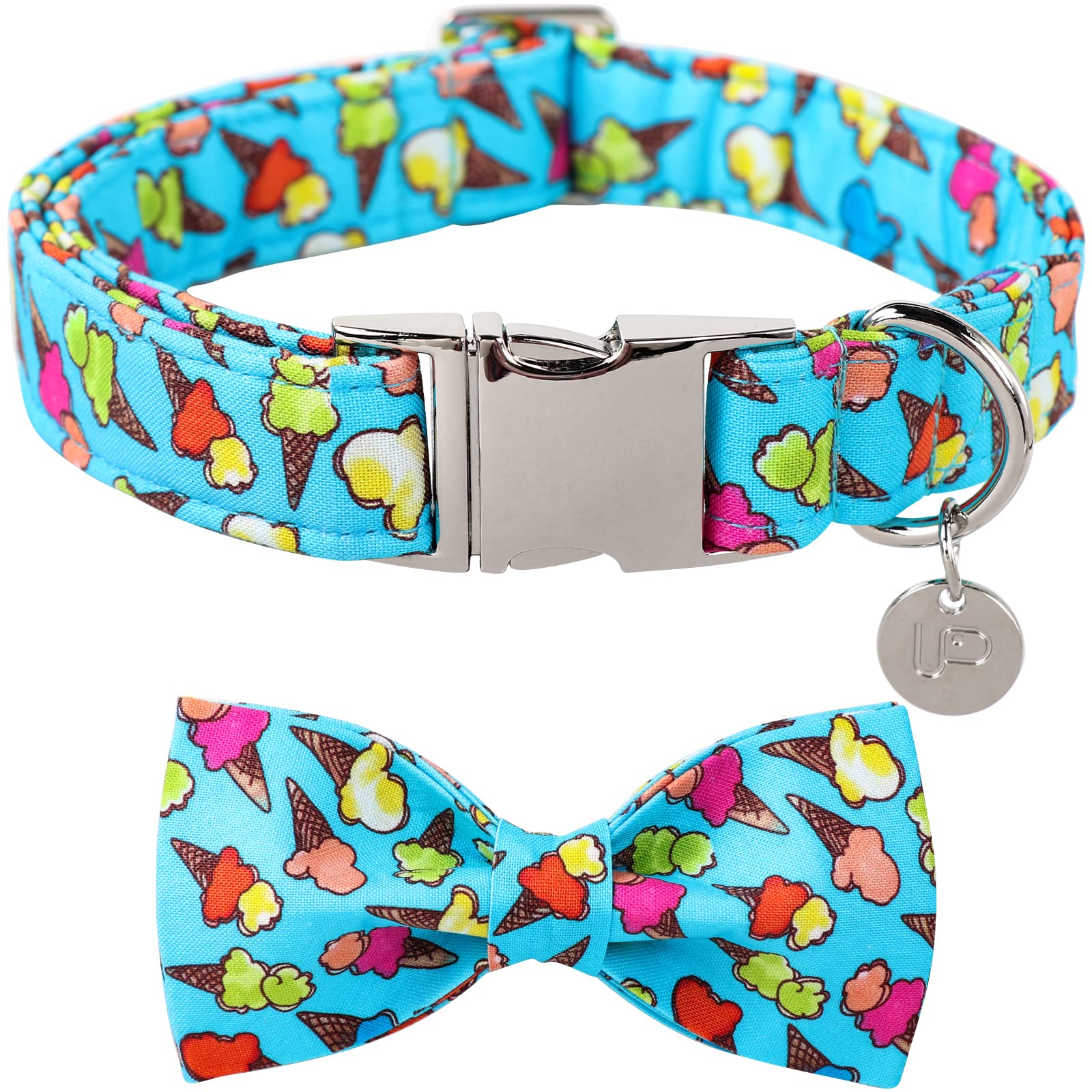 Up Urara Pup Summer Dog Collar With Bow Tie, Cotton Cute Bowtie Dog Collar, Summer Bowtie Collar For Large Boy Girl Dog, Comfort