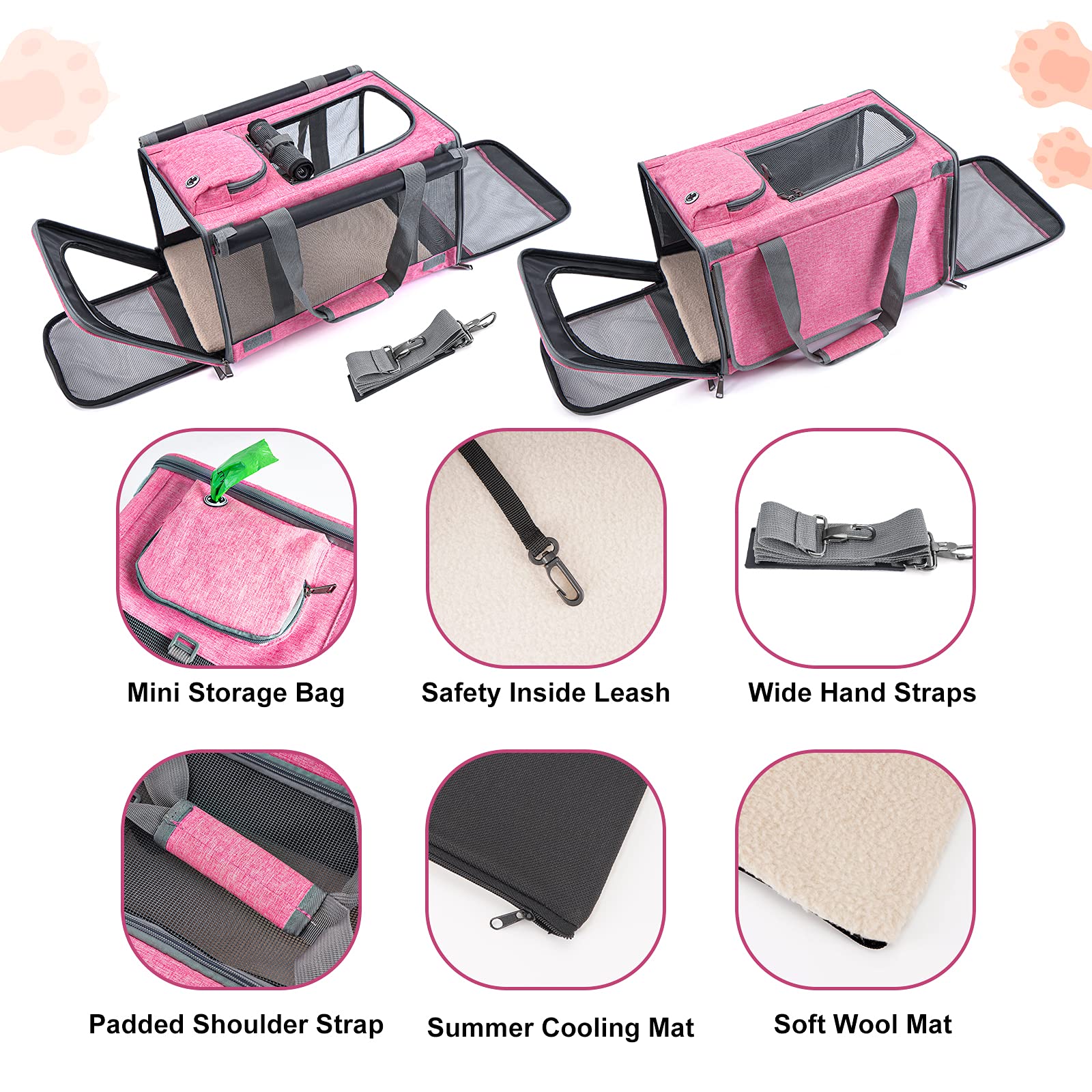 Gapzer Pet Carrier For Large And Medium Cats, Soft-Sided Pet Carrier For Big Medium Cats And Puppy, Dog Carriers Cat Carriers,Pe