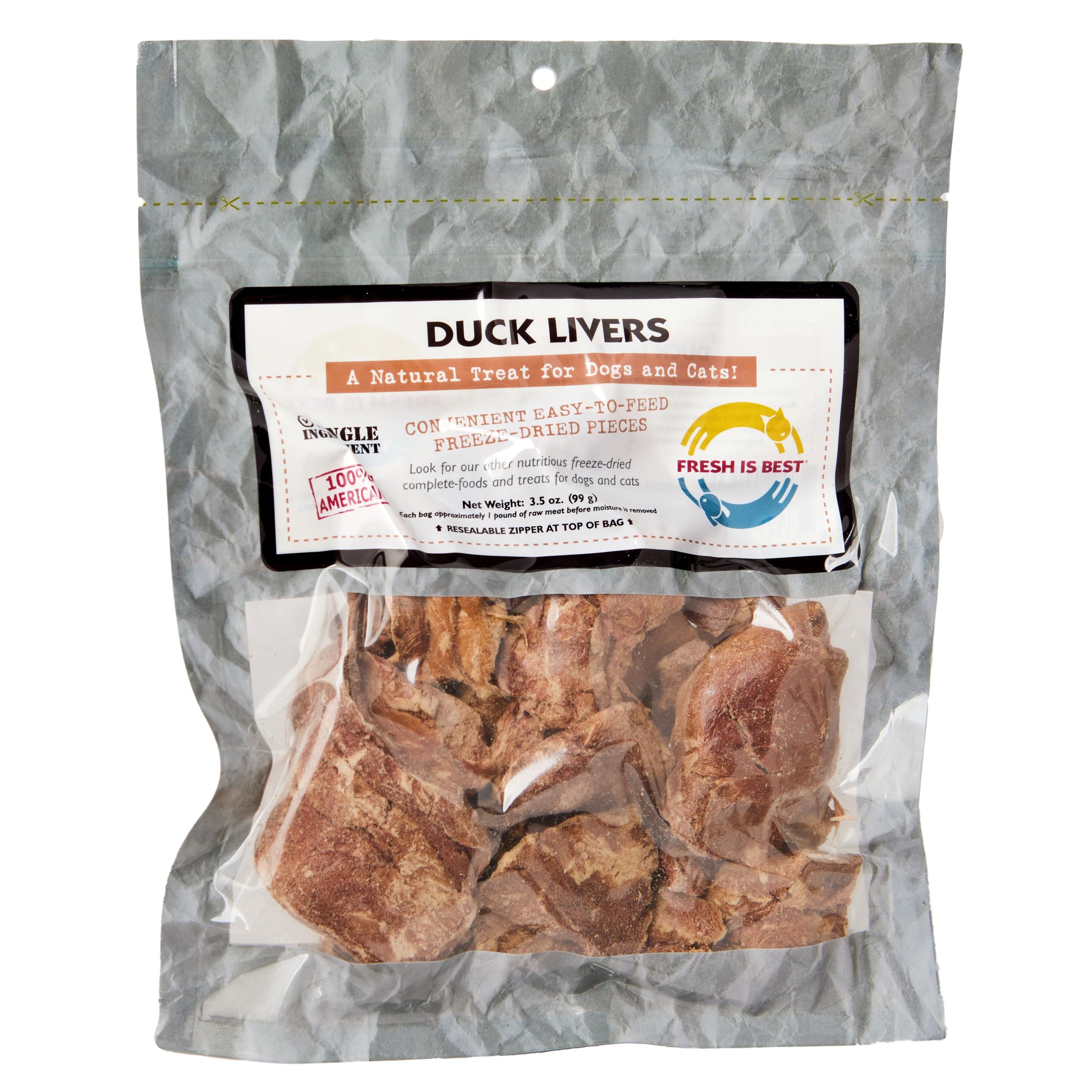 Fresh Is Best - Freeze Dried Healthy Raw Meat Treats for Dogs & Cats - Duck Livers