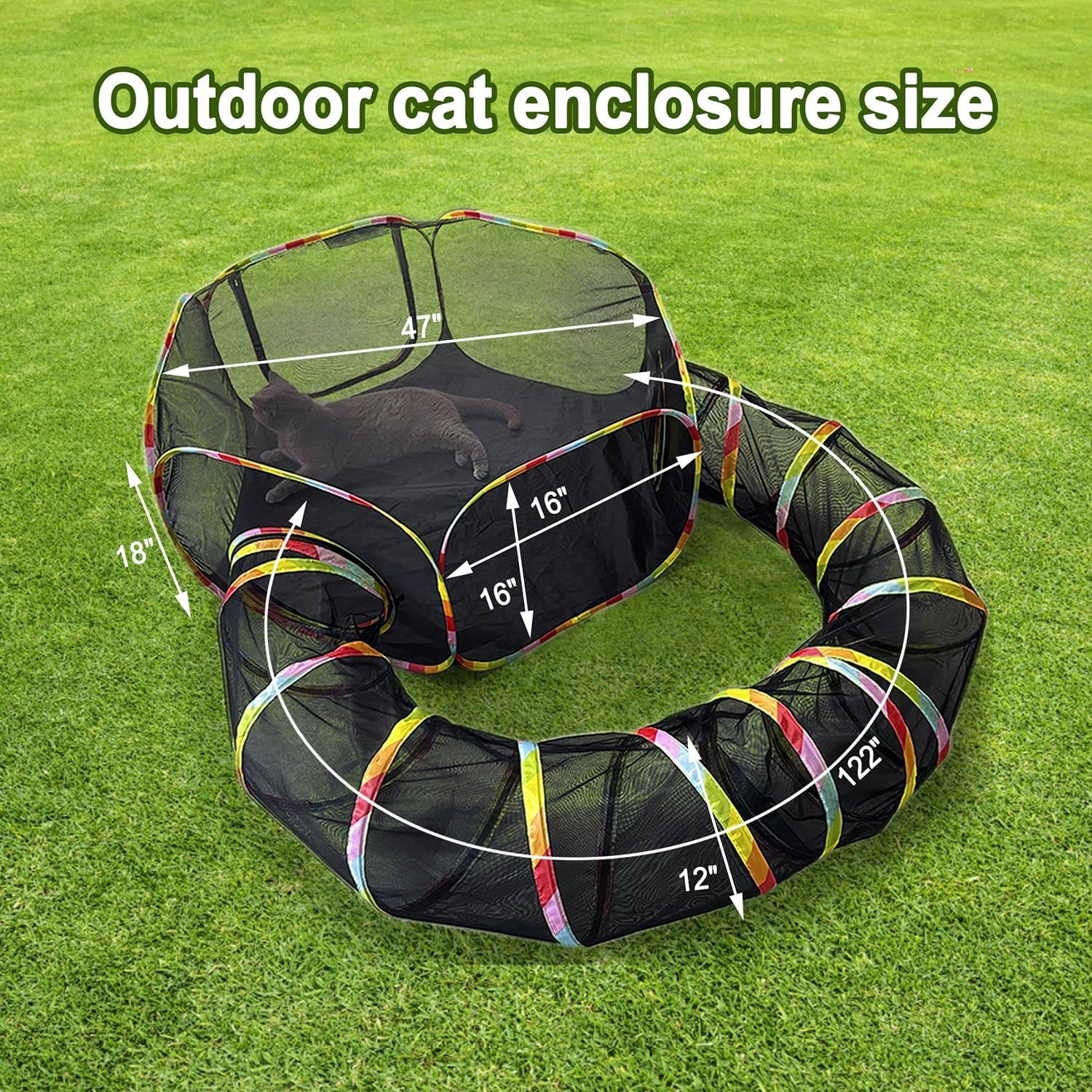 Naielfopet Outdoor Cat Enclosure, Portable Cat Tents For Outside With Storage Bag, Outside Cat Playpen Pet Enclosure With Toy Ba