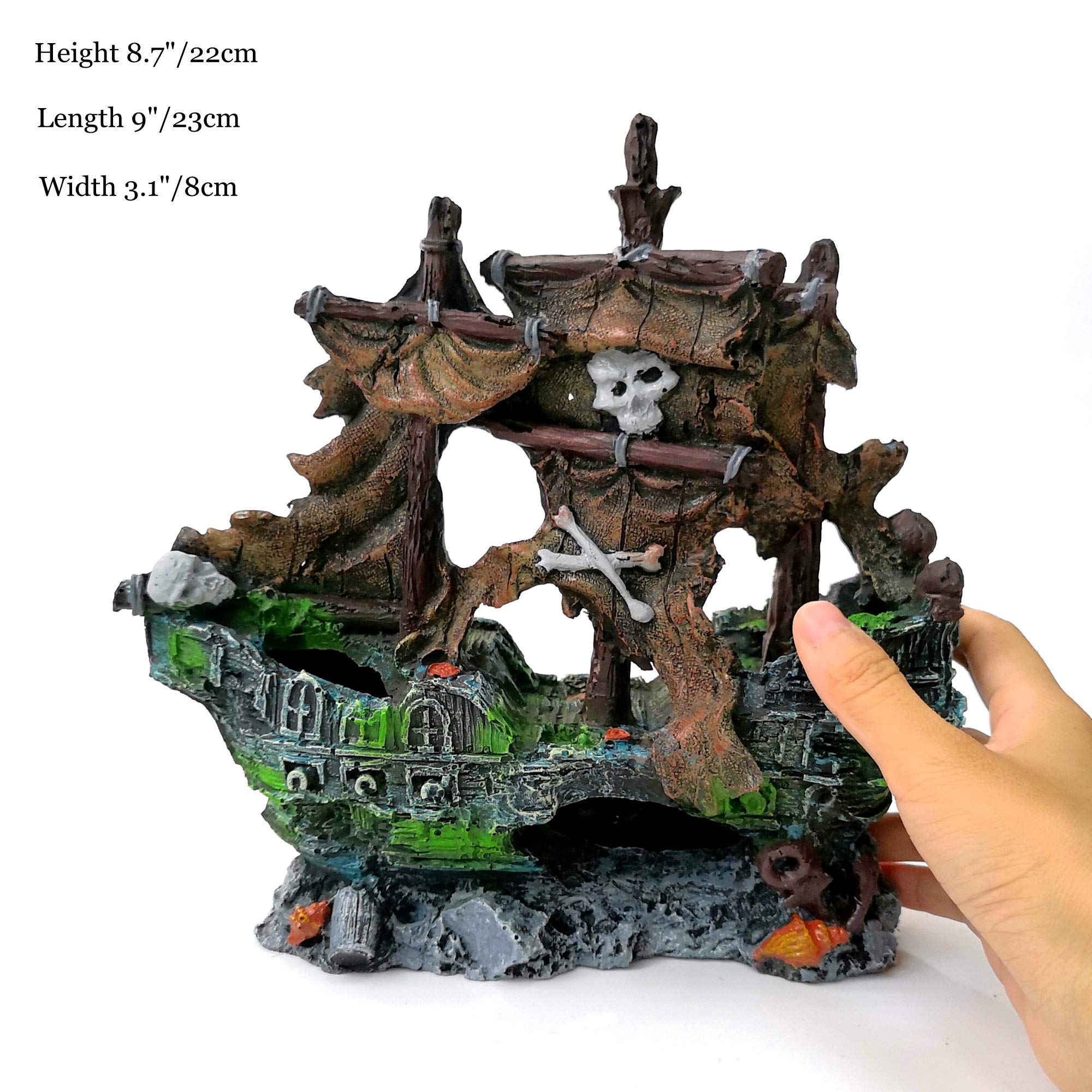 M2cbridge Antique Roman Column Ruins European Castle Aquarium Decorations Fish Tank Hideout Rocks (Pirate Shipwreck)