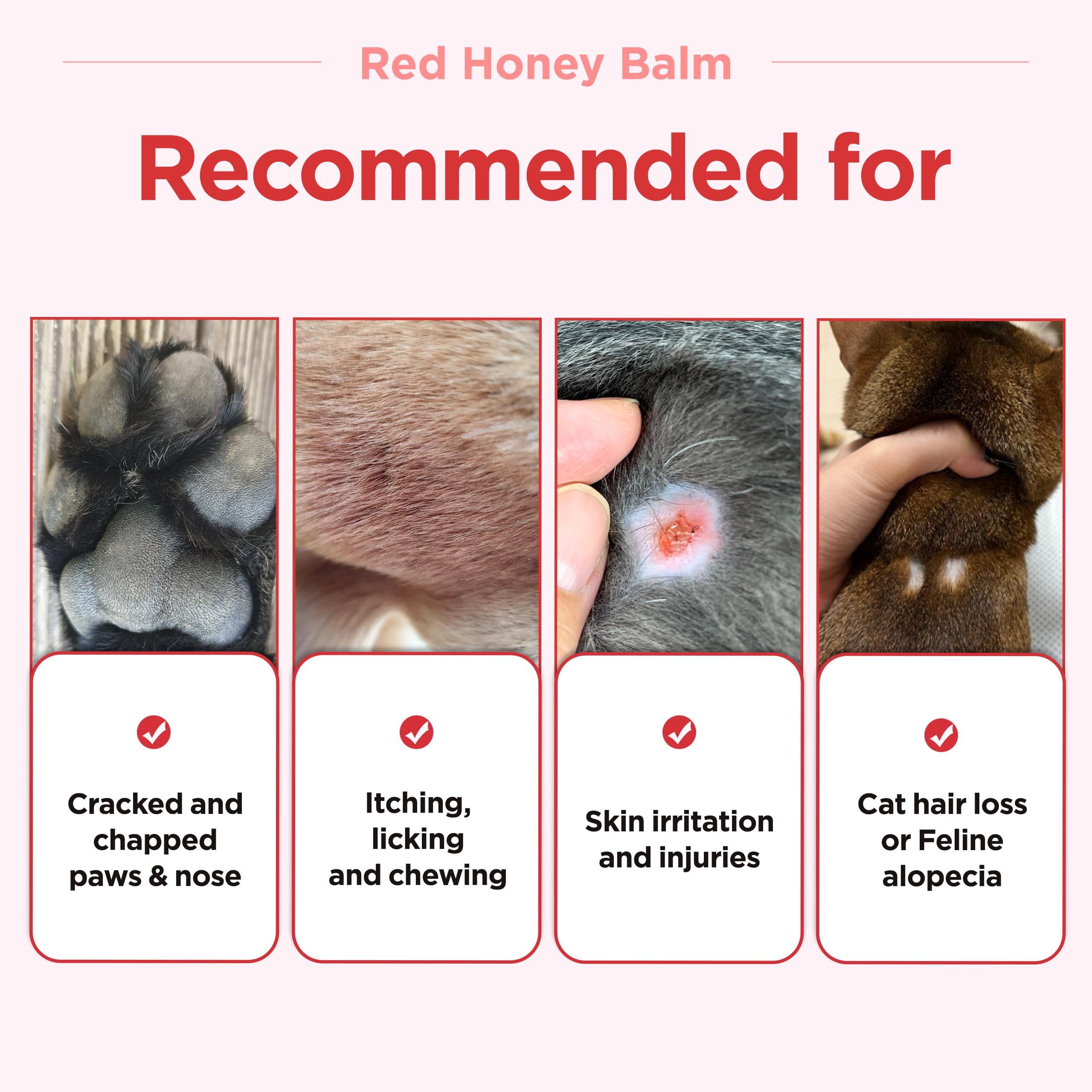 JAYU PET Red Honey Balm - Long Lasting Dog Cat Skin Nose Paw Wax Balm, Anti Slip & Help Reduce Licking, Dry Cracked Chapped Pad