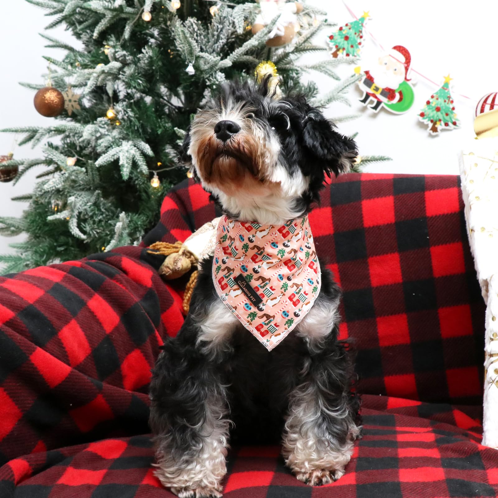 Aring Pet Christmas Dog Bandana & Cat Scarf - Comfortable Triangle Bibs In Pink For Small To Large Pets