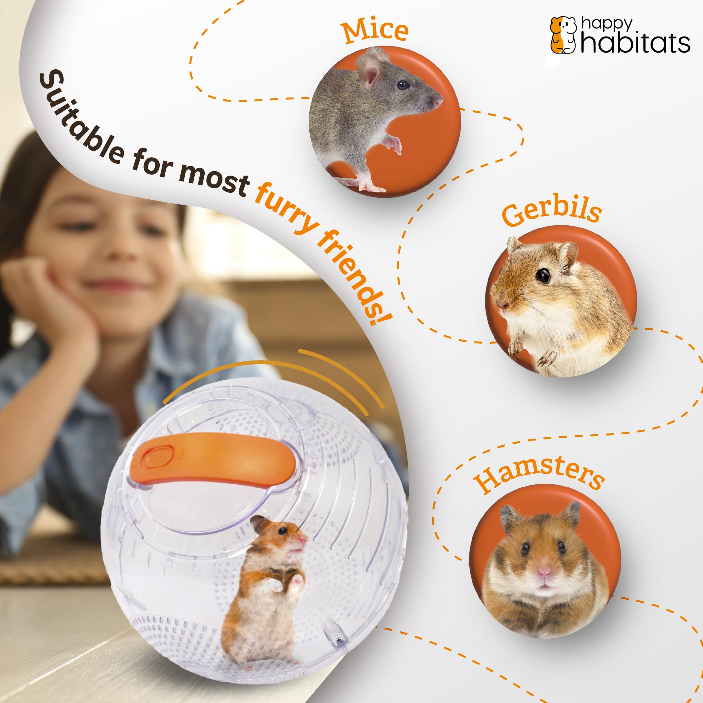 Happy Habitats Halo Portable Pet Carrier - Unique Hamster Ball & Small Animal Exercise Ball - Safe Hamster Carrier - Breathable