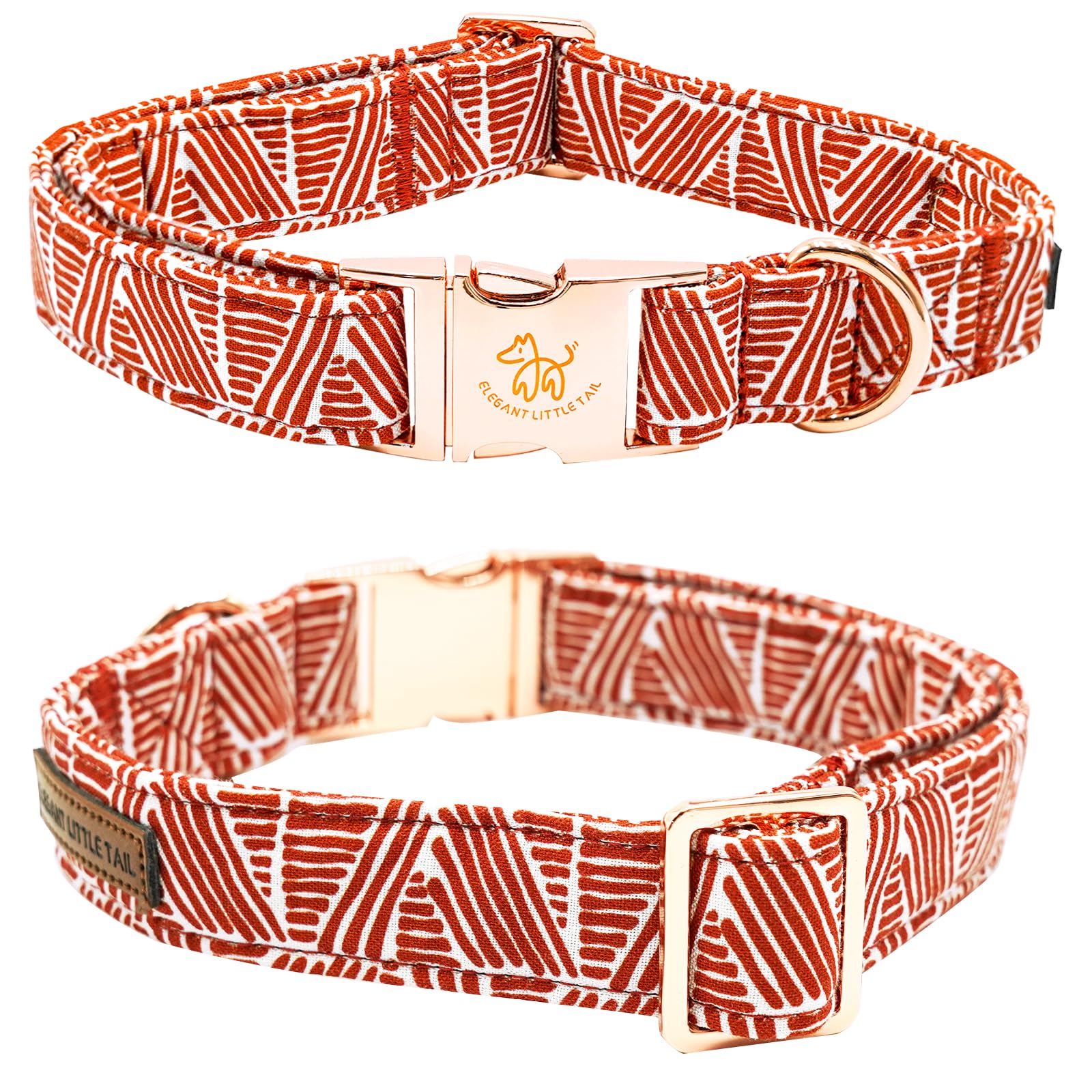 Elegant Little Tail Cotton Dog Collar With Metal Buckle - Adjustable For Medium Dogs