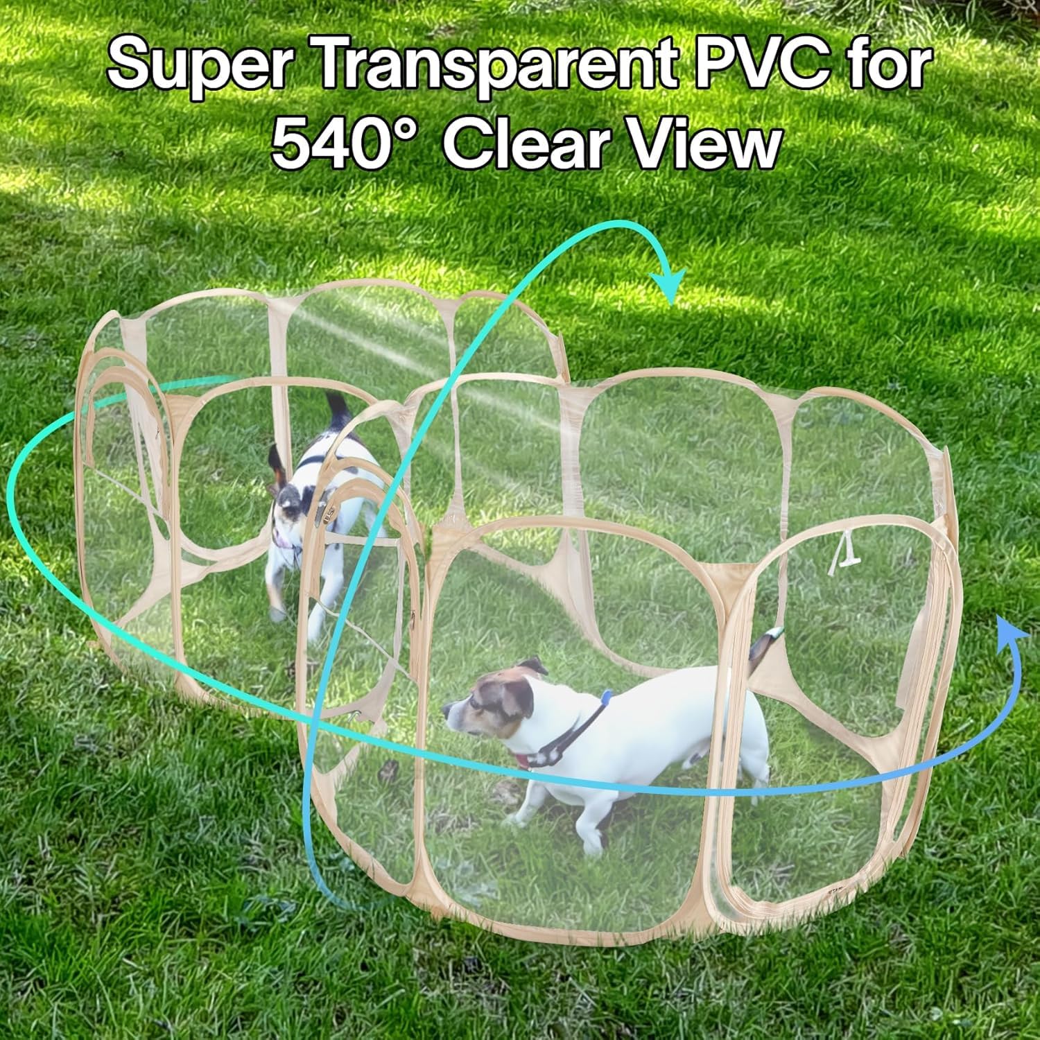 Cold Resistant Cat Playpen Pvc Dog Playpen - 90''Portable & Foldable Indoor Outdoor Puppy Playpen - Insulated 2-Room Dog Tentcra