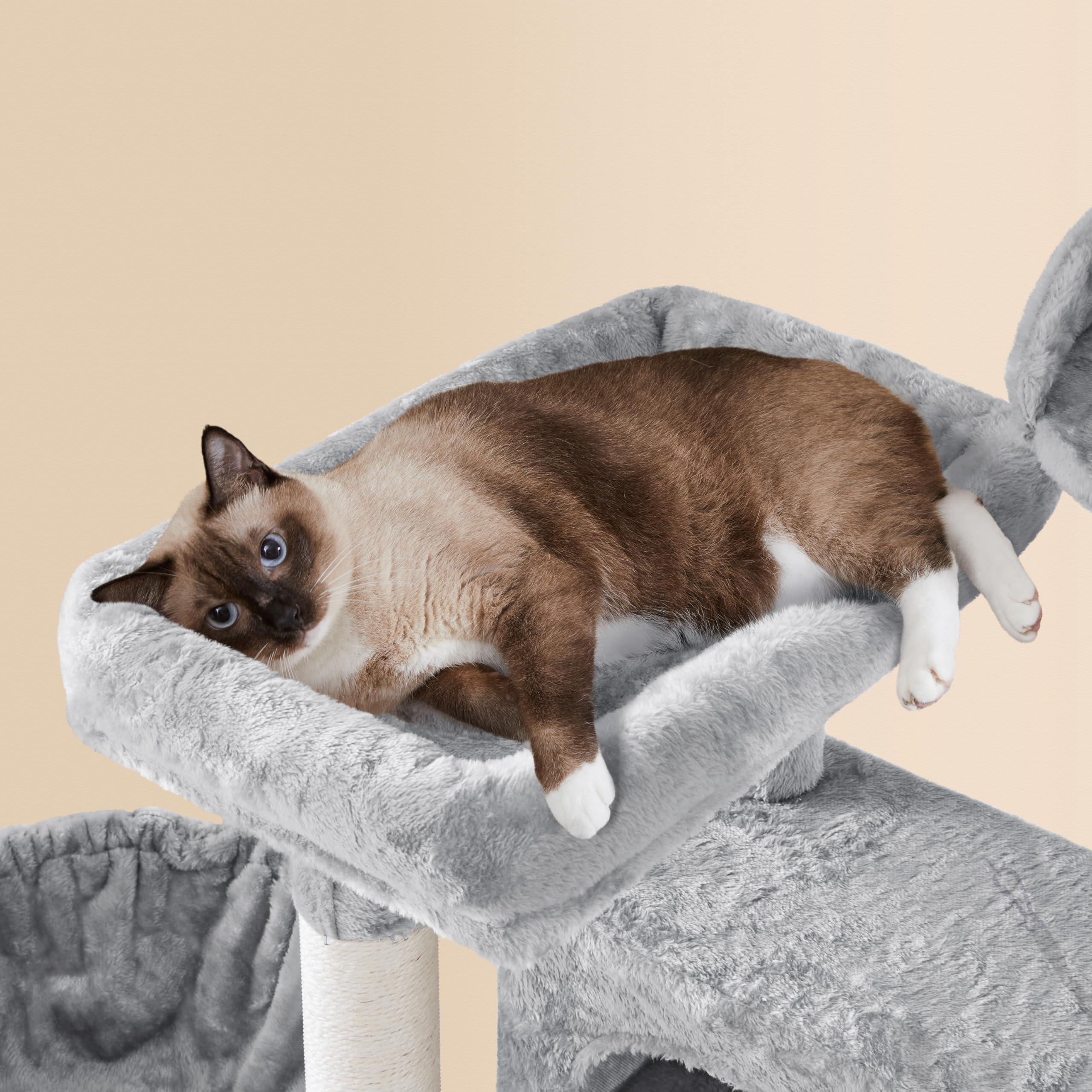 Yaheetech 73In Cat Tree Tower For Indoor Cats, Multi-Level Cat Activity Center With Scratching Posts Large Cat Condo With Funny Hammock For Kittens, Light Gray