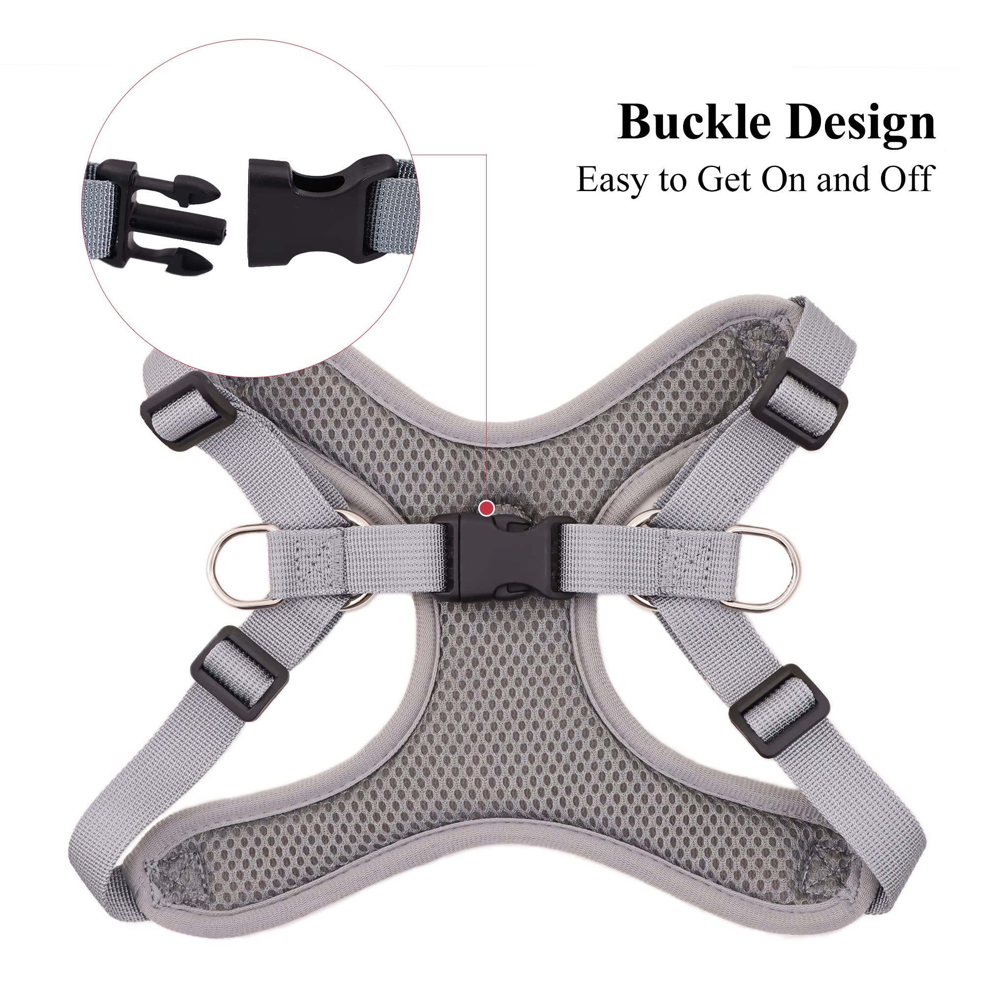 Huggiegems Adjustable Dog Harness Vest And Leash Set For Small, Medium Dogs No Pull, Step In Escape Proof Reflective Easy Walk Puppy Harness, Red, Xs (Comes With A Measuring Tape)