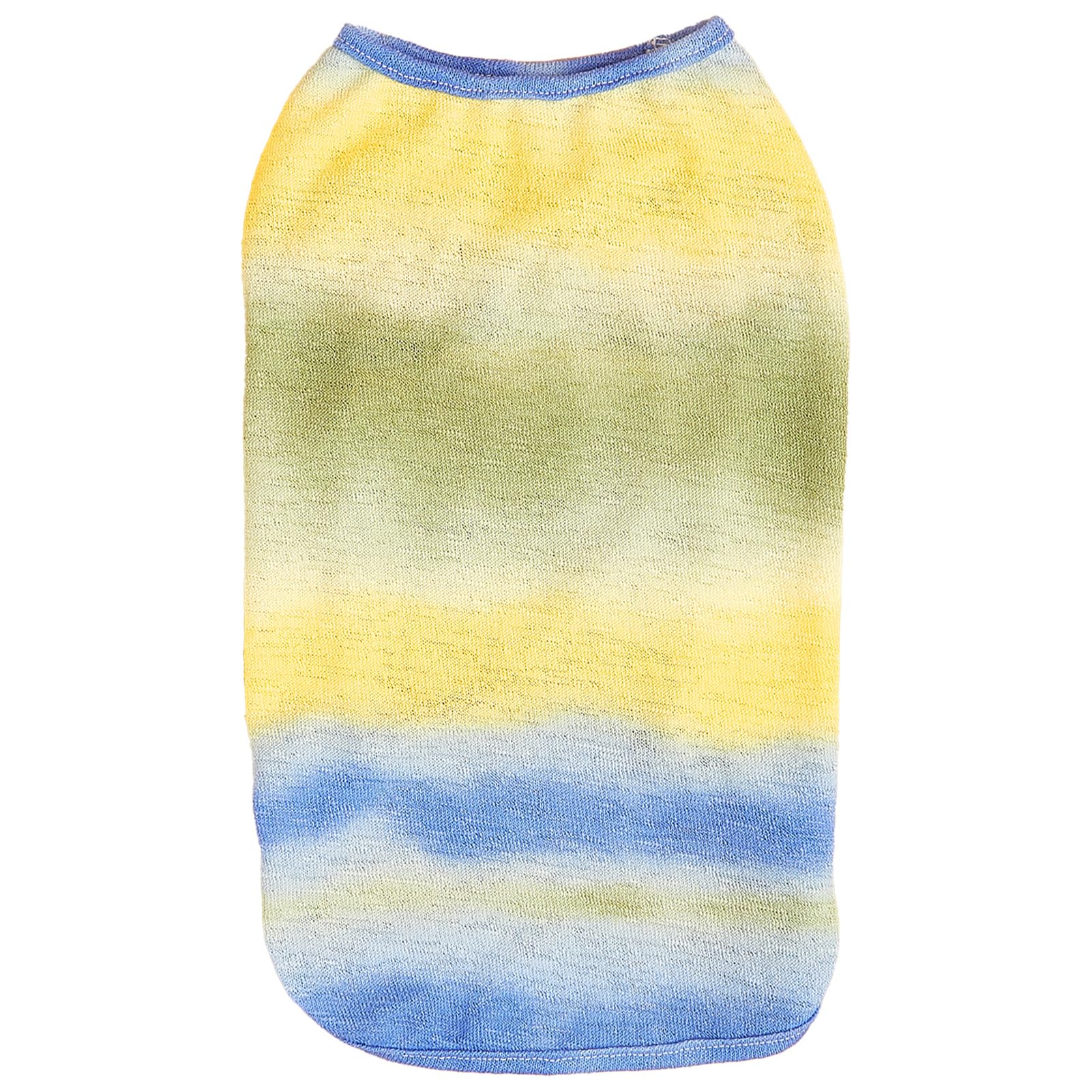 Dog Yellow Tie-Dye Sleeveless T-Shirt Spring And Summer Thin Cotton Puppy Dog Clothes Cute Tie-Dye Printed Vest(Large Yellow)