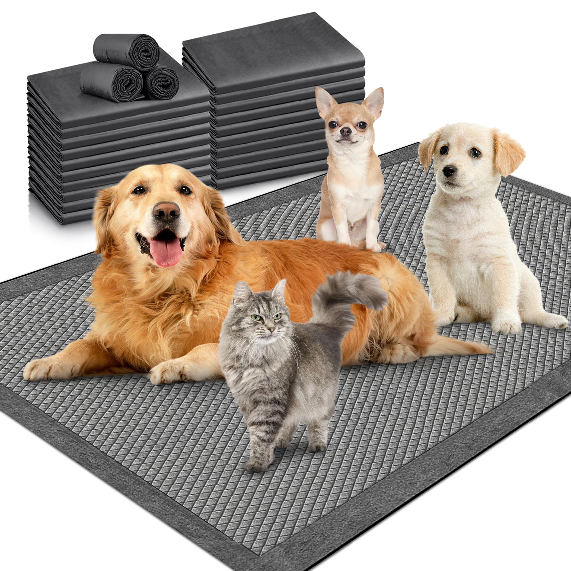 Gimars XXXL 31x47 40 Counts Odor-Control Charcoal Pee Pads for Dogs, Super-Absorbent and Leak-Proof Pet Training Pee Pads, Dispo