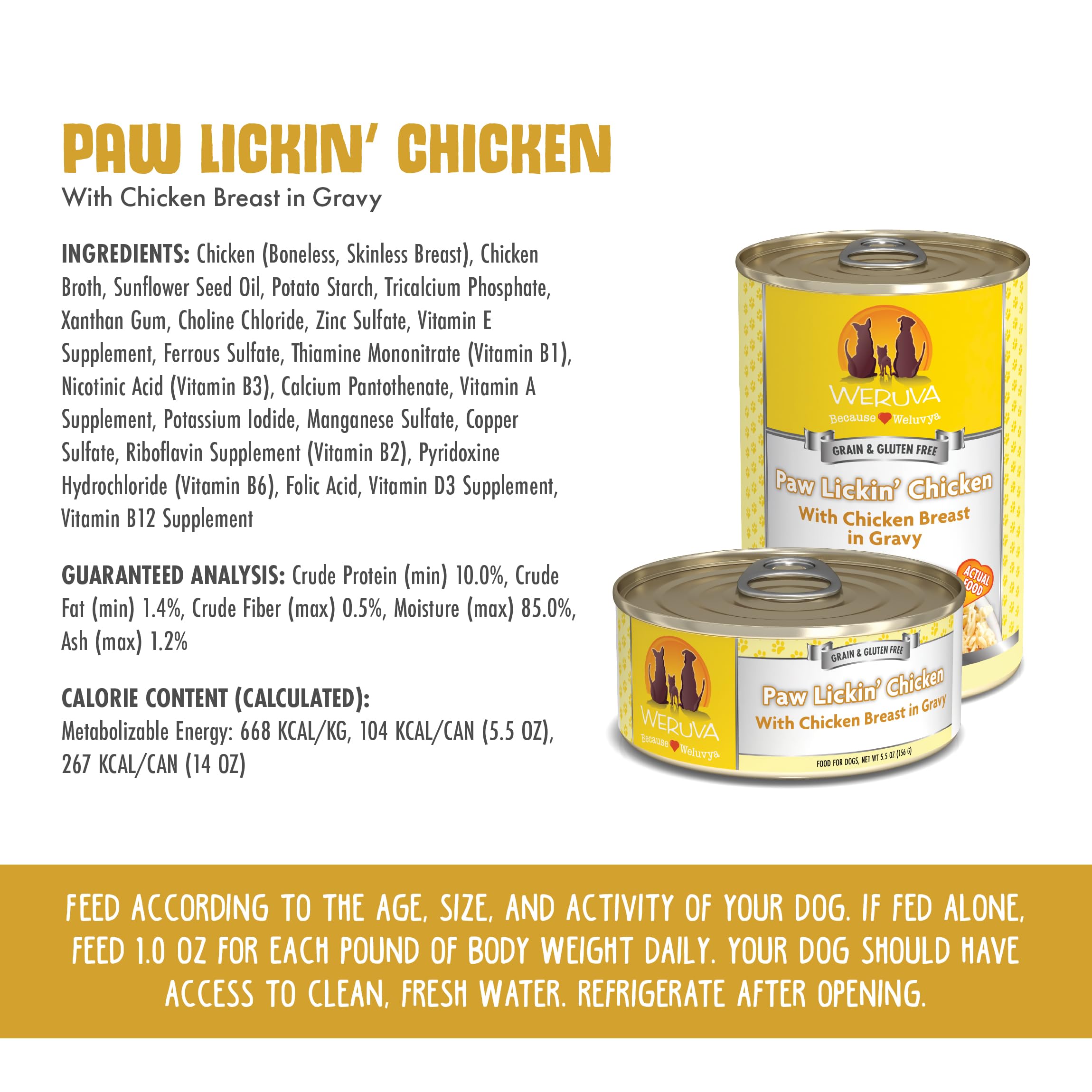 Weruva Classic Dog Food, Paw Lickin Chicken with Chicken Breast in Gravy, 5.5oz Can (Pack of 24)