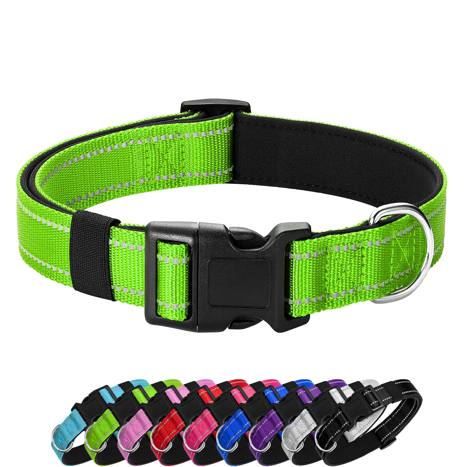 Penseepet Reflective Dog Collar Padded With Soft Neoprene Breathable Quick Release Basic Dog Collars For Puppy Small Dogs Girl G
