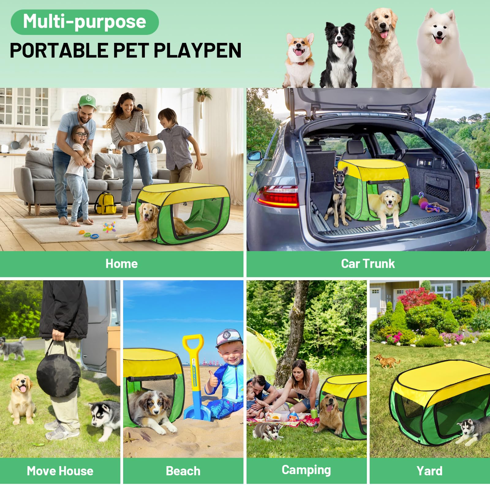 Bumubi Collapsible Dog Travel Crate House Portable Dog Kennel For Small Medium Dogs Foldable Crate For Pets Cat Enclosure Indoor