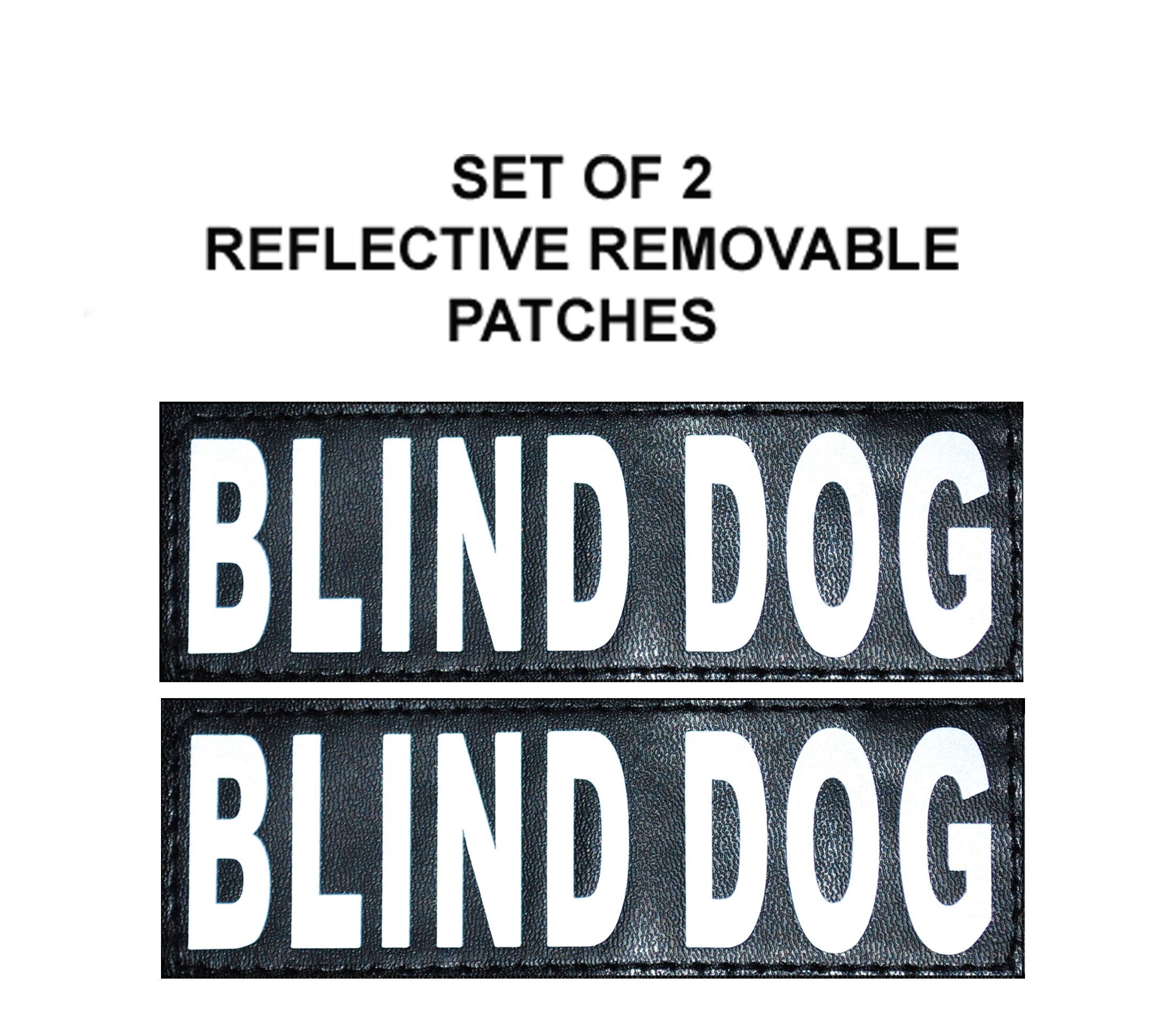 Doggie Stylz Set Of 2 Reflective Blind Dog Removable Patches With Hook Backing For Working Dog Harnesses & Vests. Durable And Interchangeable - Comes In 3 Sizes Small, Medium And Large
