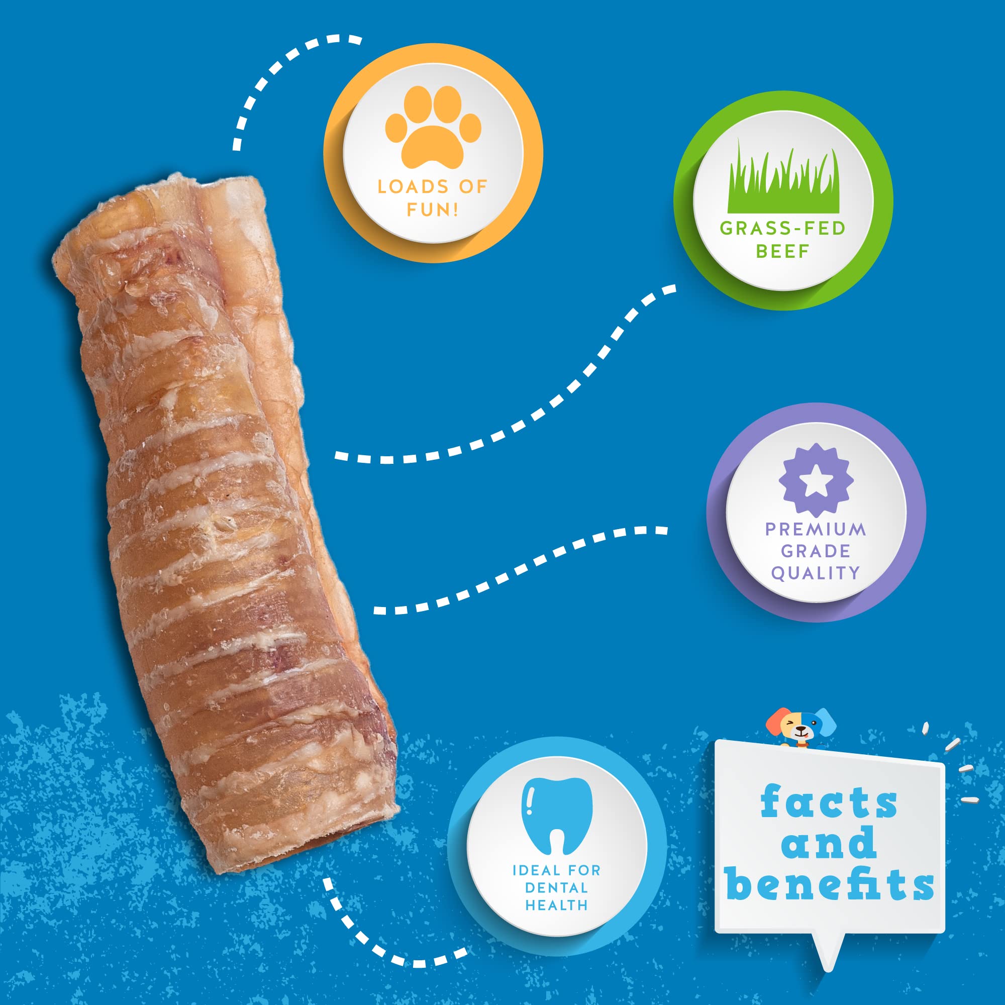 Jack & Pup Trachea Dog Chew - 6" Natural Beef Treats, 20 Pack, Rich in Glucosamine and Chondroitin, Single Ingredient