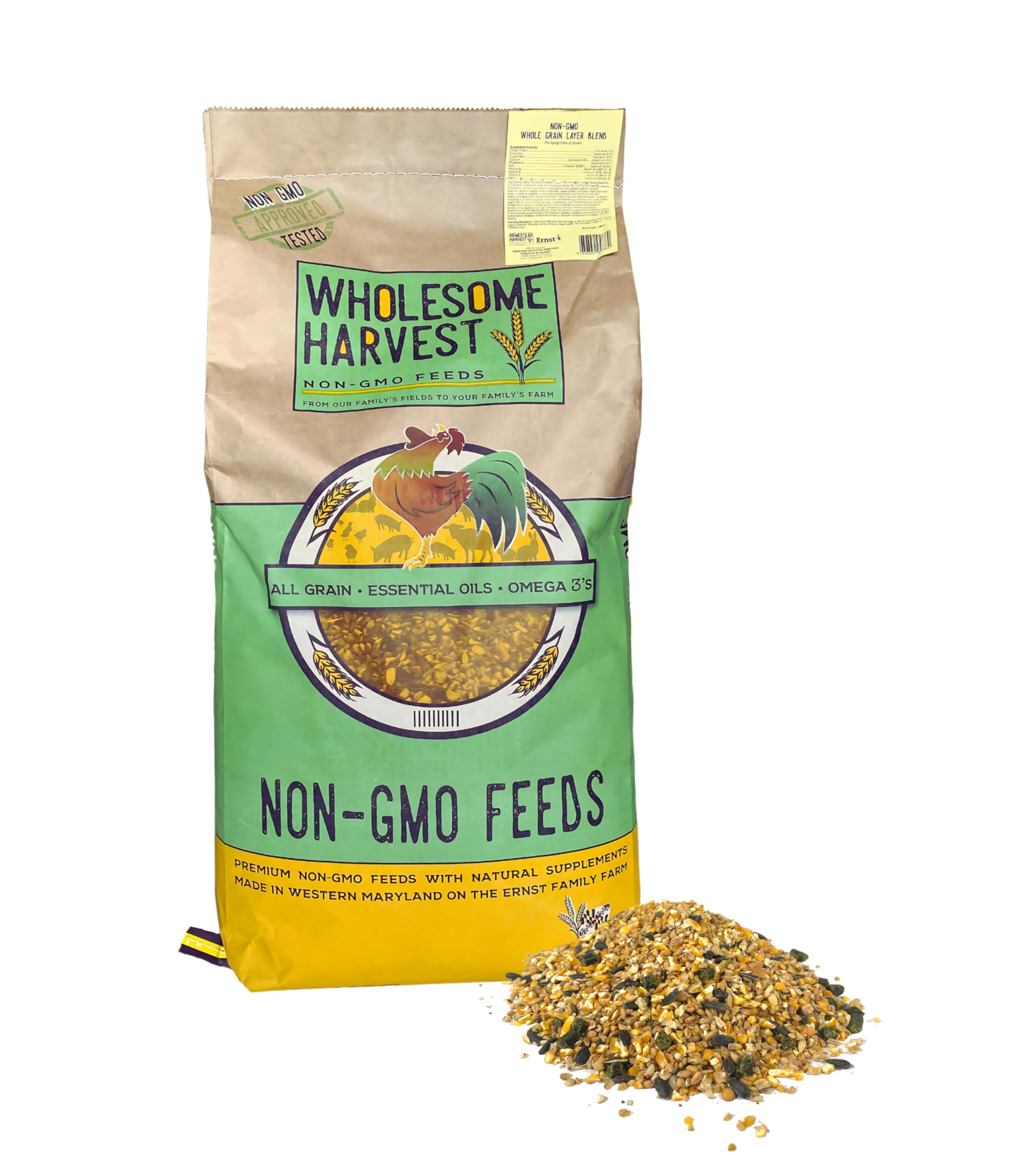 Homestead Harvest Non-GMO Whole Grain Layer Blend 16% for Laying Hens or Ducks 25lb