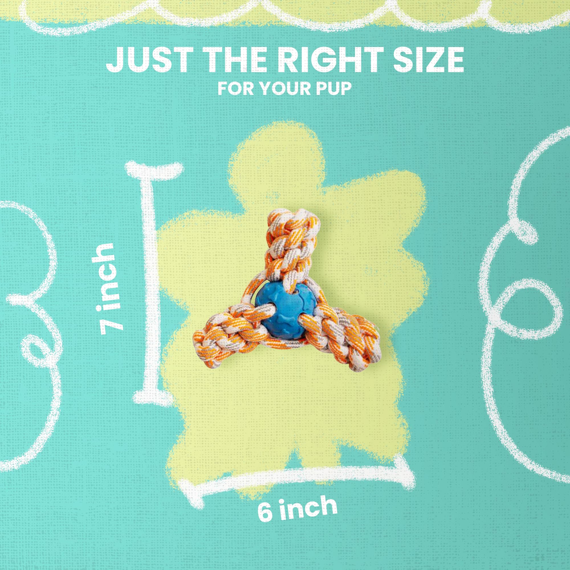 Snugarooz Mini Fling N' Fun Dog Toy – Strong Rubber & Rope Chew Toy For Aggressive Chewers - Perfect For Small Dogs - Aid Dental Health