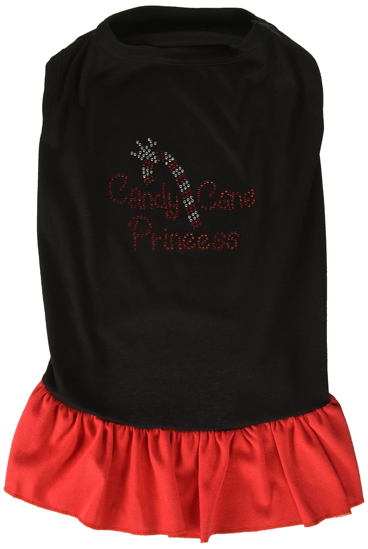 Christmas Pet Dog & Cat Dress Rhinestone, &quot;Candy Cane Princess&quot; Black W/Red 3XL (25-35 lbs.)