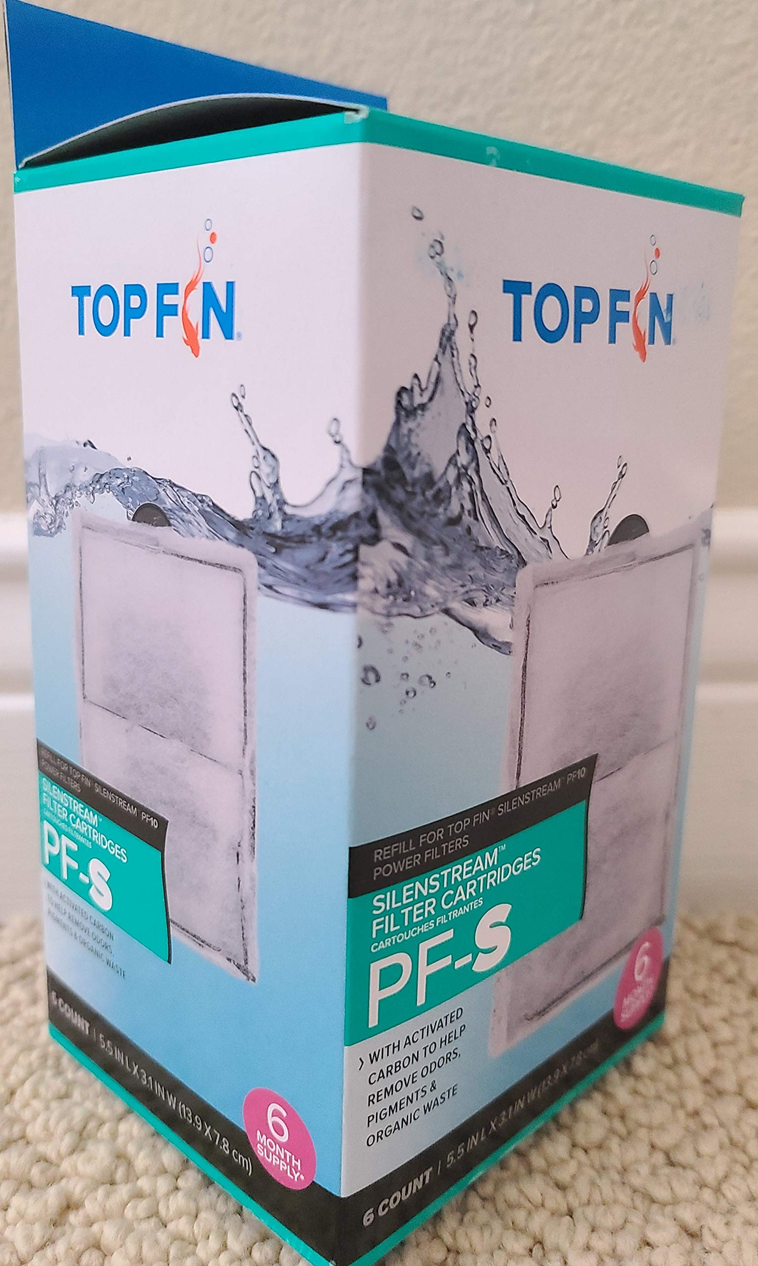 Top Fin Silenstream Pf-S Small Filter Cartridges (6 Count) Refill For Pf10 Power Filters (5.5In X 3.1In)