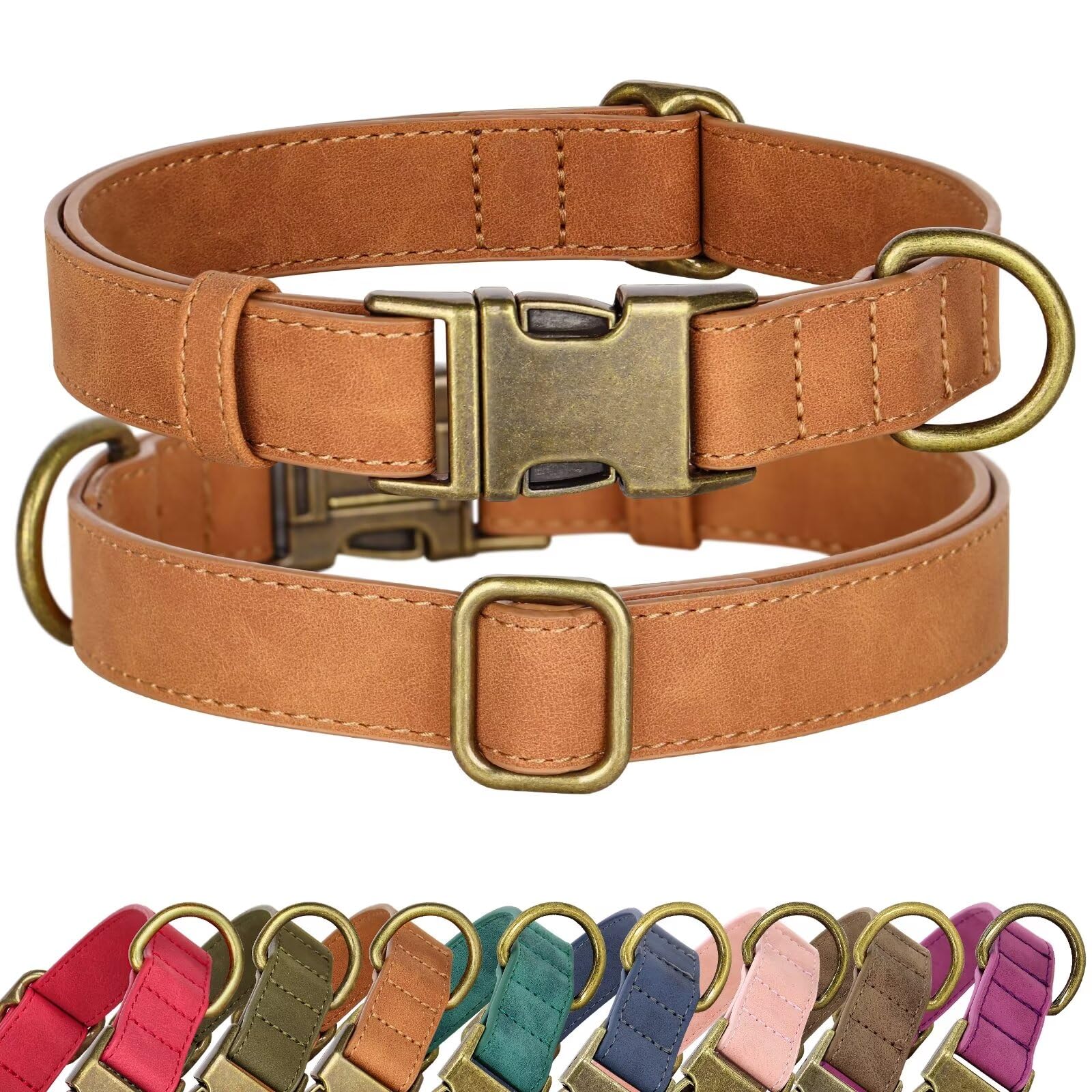 Didog Soft Leather Dog Collar, Durable Quick Released Dog Collars With Metal Buckle, Adjustable Pet Collar Faux Leather For Larg