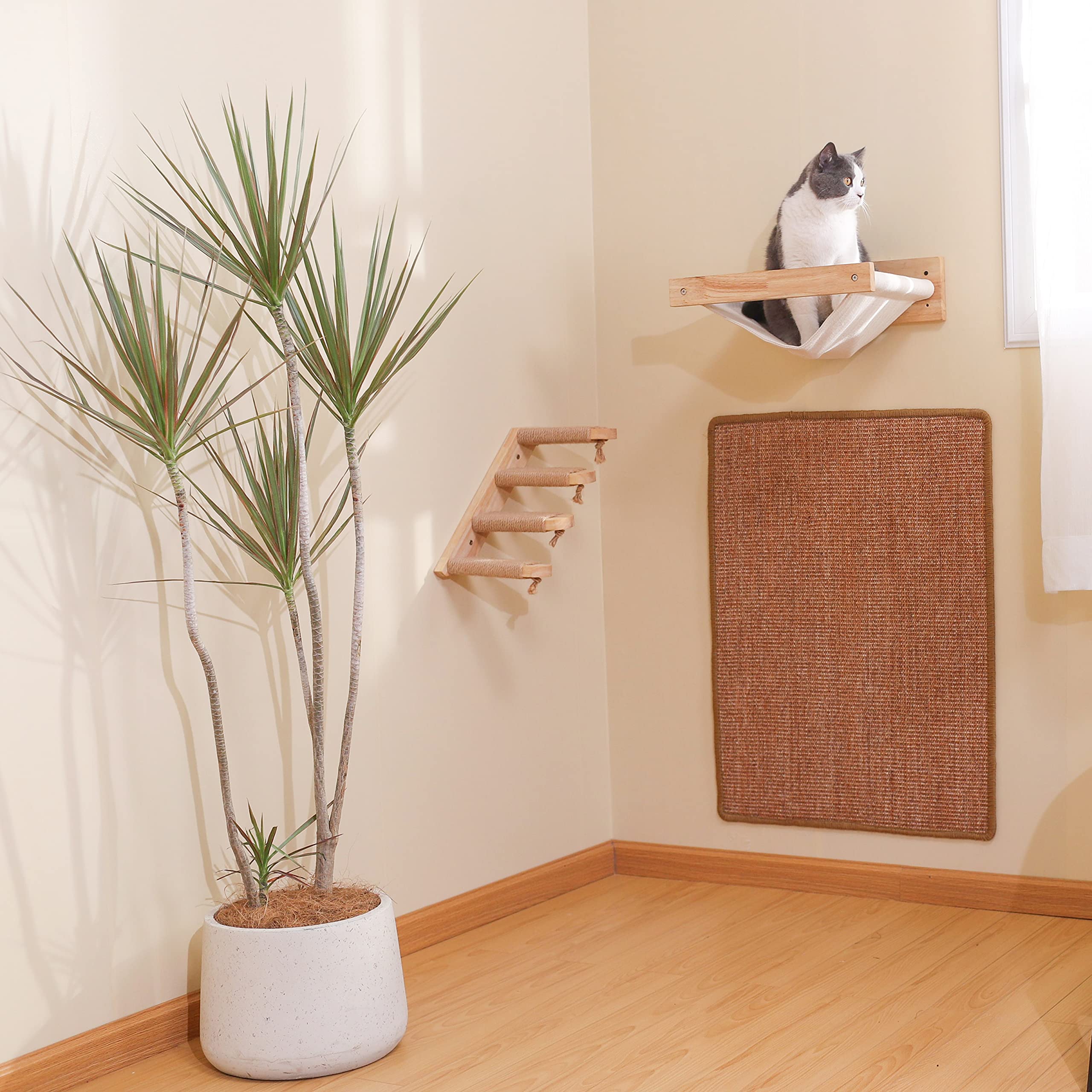 Fukumaru Cat Scratcher Mat, 23.6 X 31.5 Inch Natural Sisal Cat Scratch Mats, Horizontal Cat Floor Scratching Pad Rug, Protect Carpets And Sofas Brown