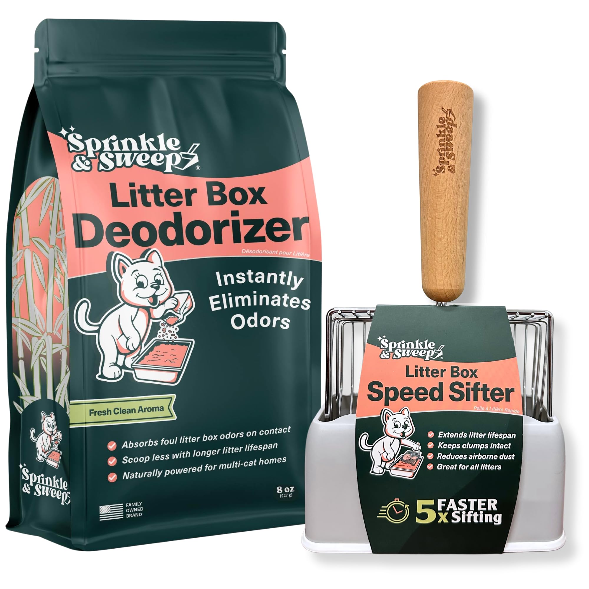 Sprinkle & Sweep Litter Box Deodorizer - Cat Litter Deodorizer Non Toxic And Safe For Kittens - Instantly Eliminates Foul Smells