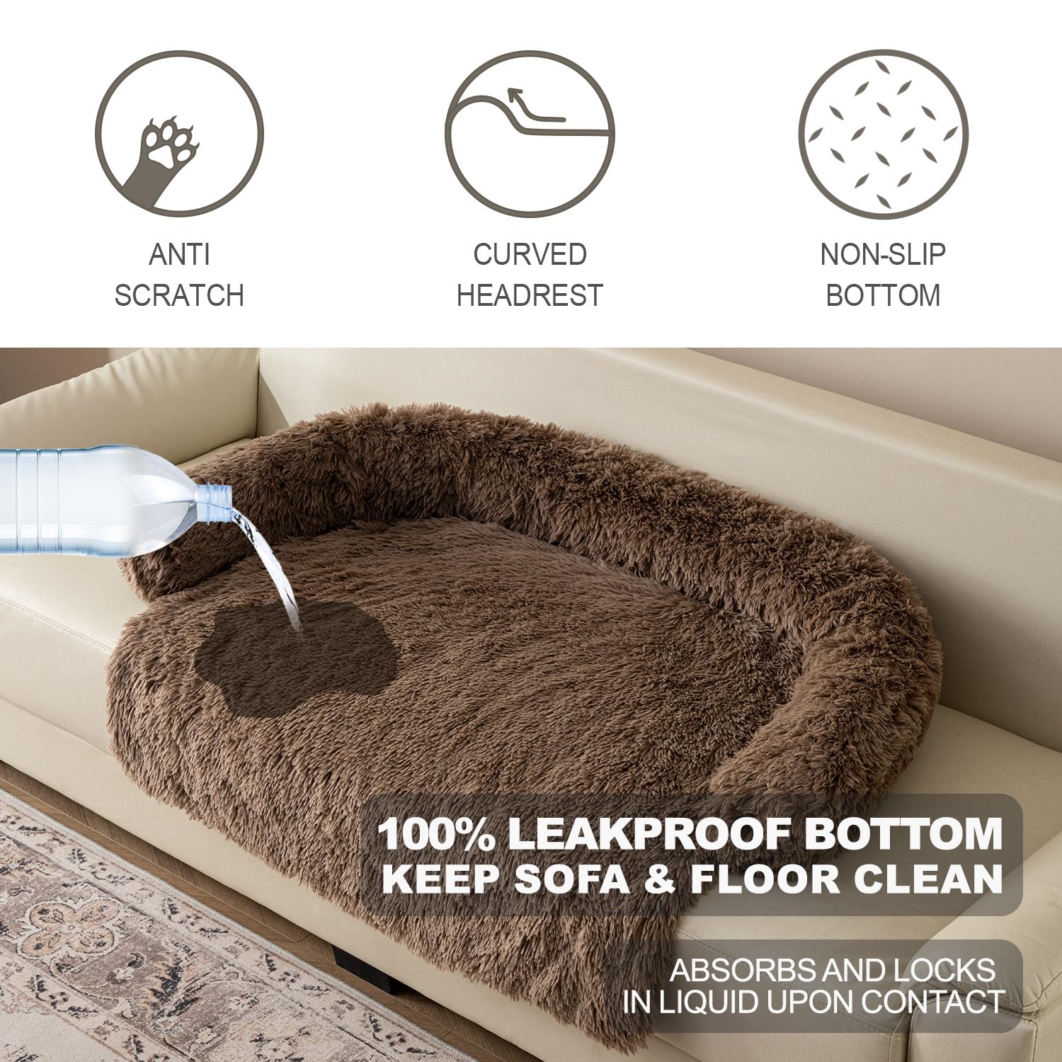 Dogs/Cats Bed Mats, Couch Cover For Dogs, Sofa Style Luxurious Mat For Pets, Waterproof Lining And Nonskid Bottom Perfect On Dog Crate, Cat Cage Or In The Car. (Desert Brown, Xxl)