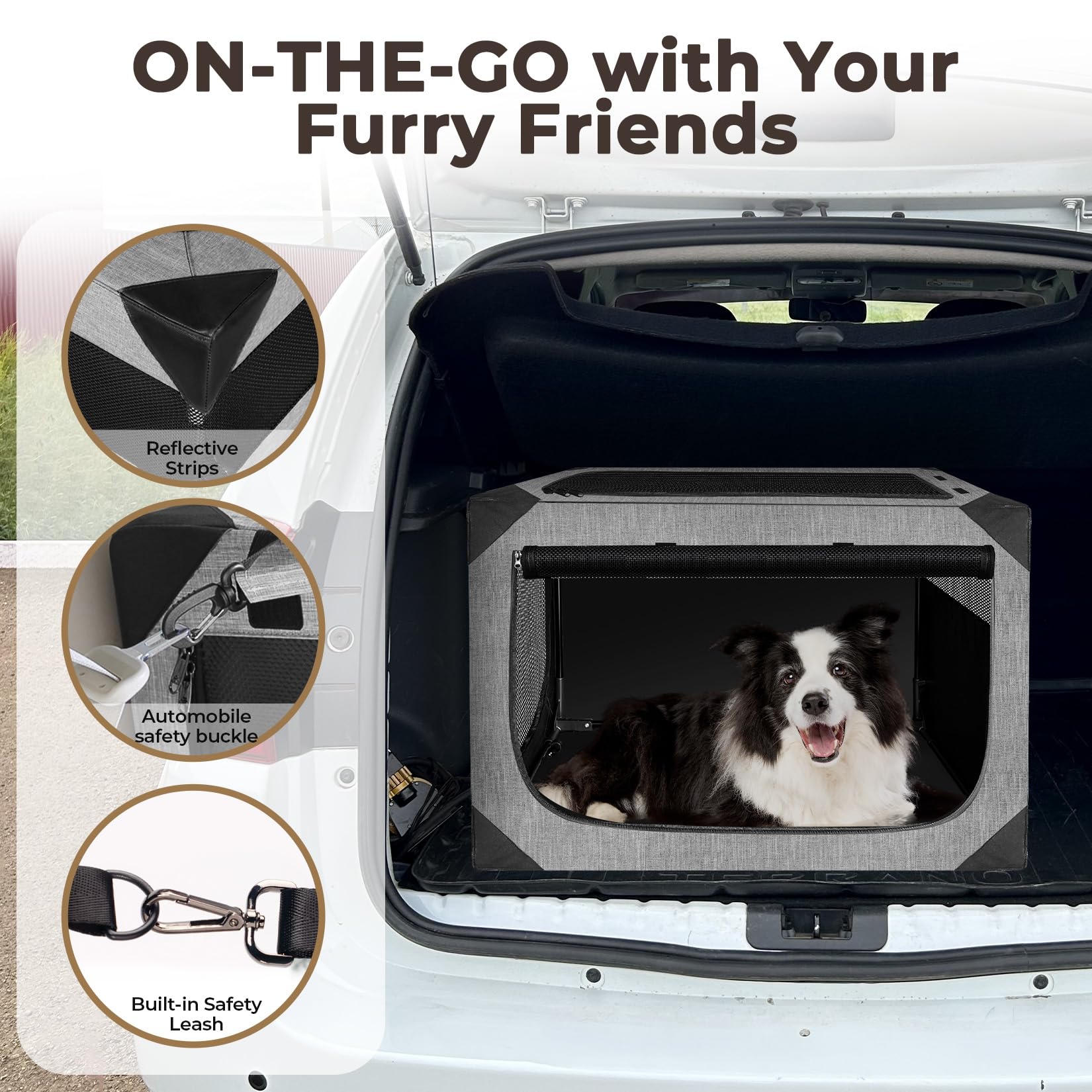 Nottia Dog Crates,Collapsible Soft Travel Crate For Medium Dogs (3 Year Warranty), Indoor & Outdoor Portable Pet Kennel With Che