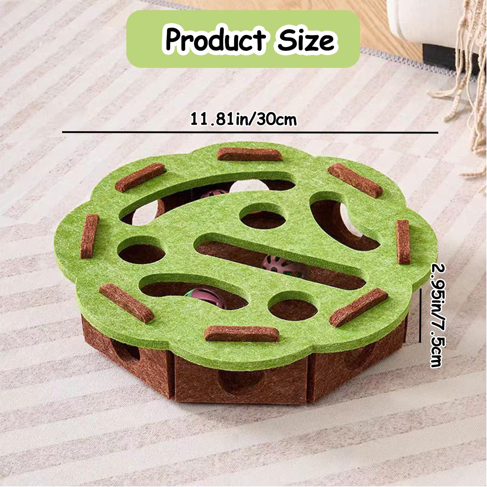 Vingtank Cat Scratch Puzzle Enrichment Box, Cat Nail File Enrichment Box, Interactive Felt Cats Puzzle Toy with Bell for Indoor