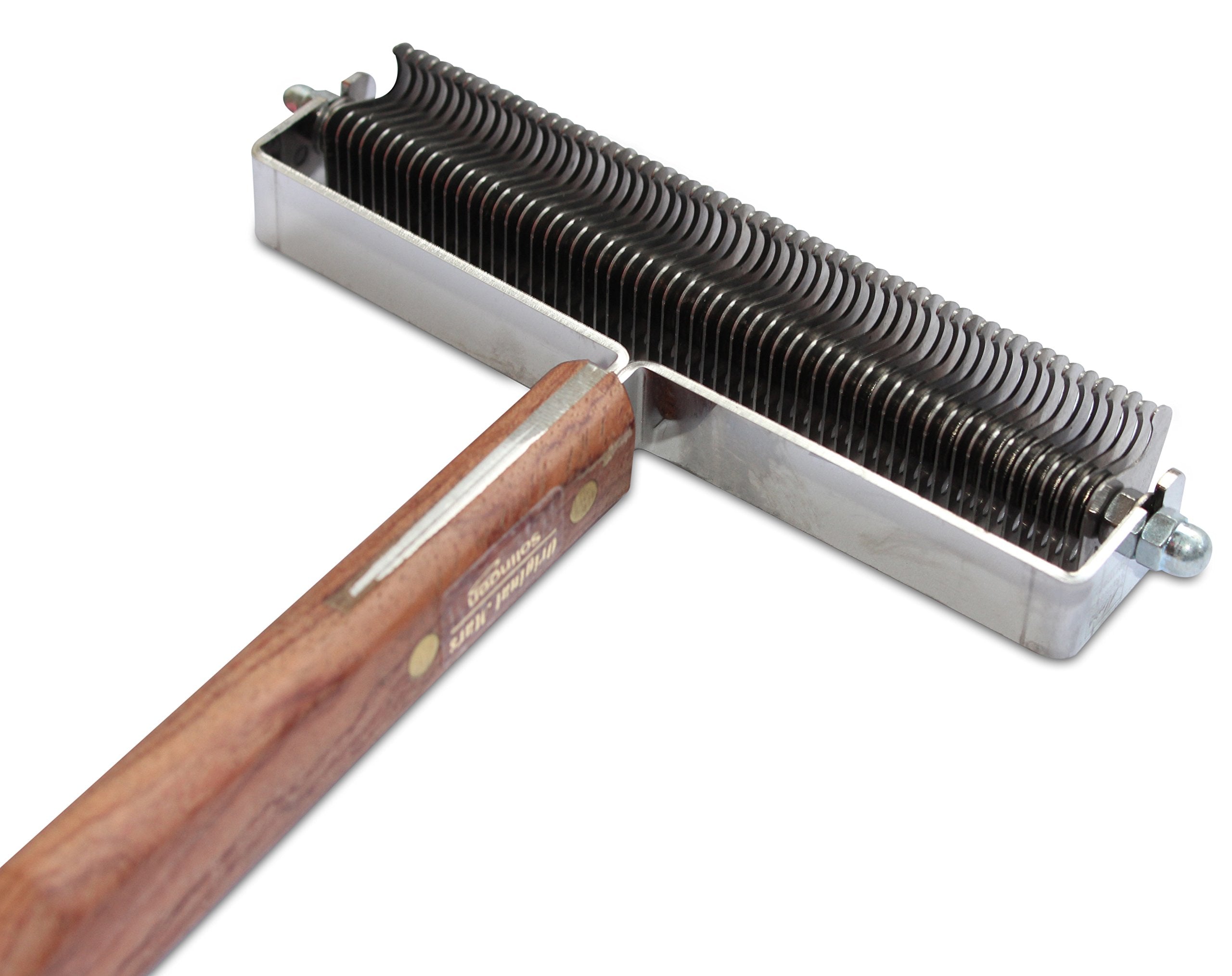 Mars Coat King Triple Wide Dematting Undercoat Grooming Rake Stripper Tool For Horses, Stainless Steel With Wooden Handle, Made In Germany, 60 Blade Extra Fine