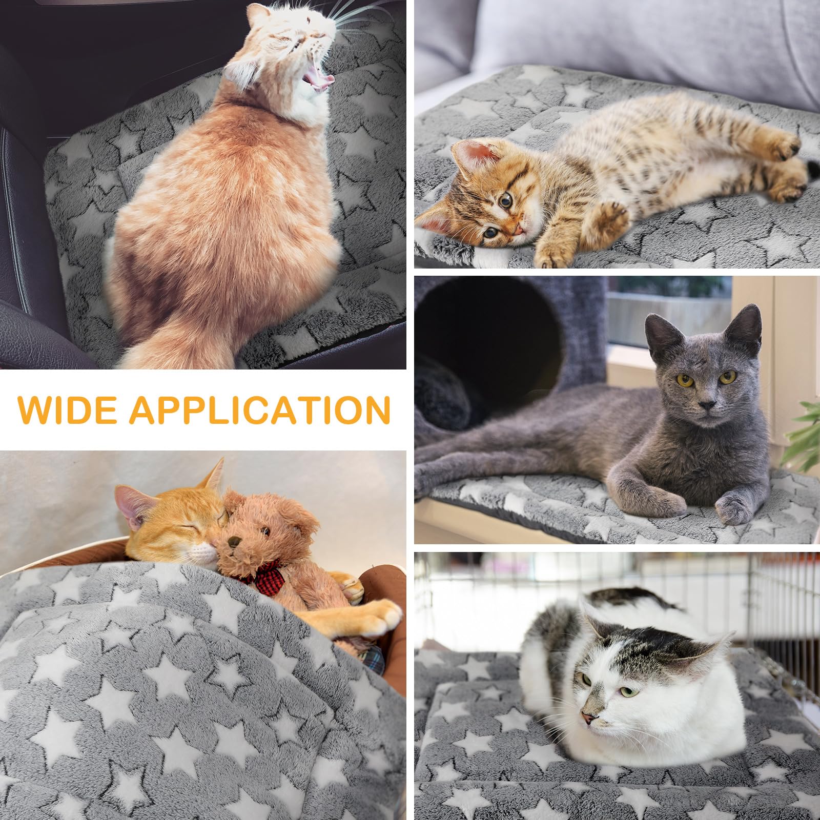 VitalCozy 4 Pcs Dog Bed Mat Crate Pad Reversible Mat Machine Washable Bed Star Pet Sleeping Kennel Pad for Crate for Small, Medi