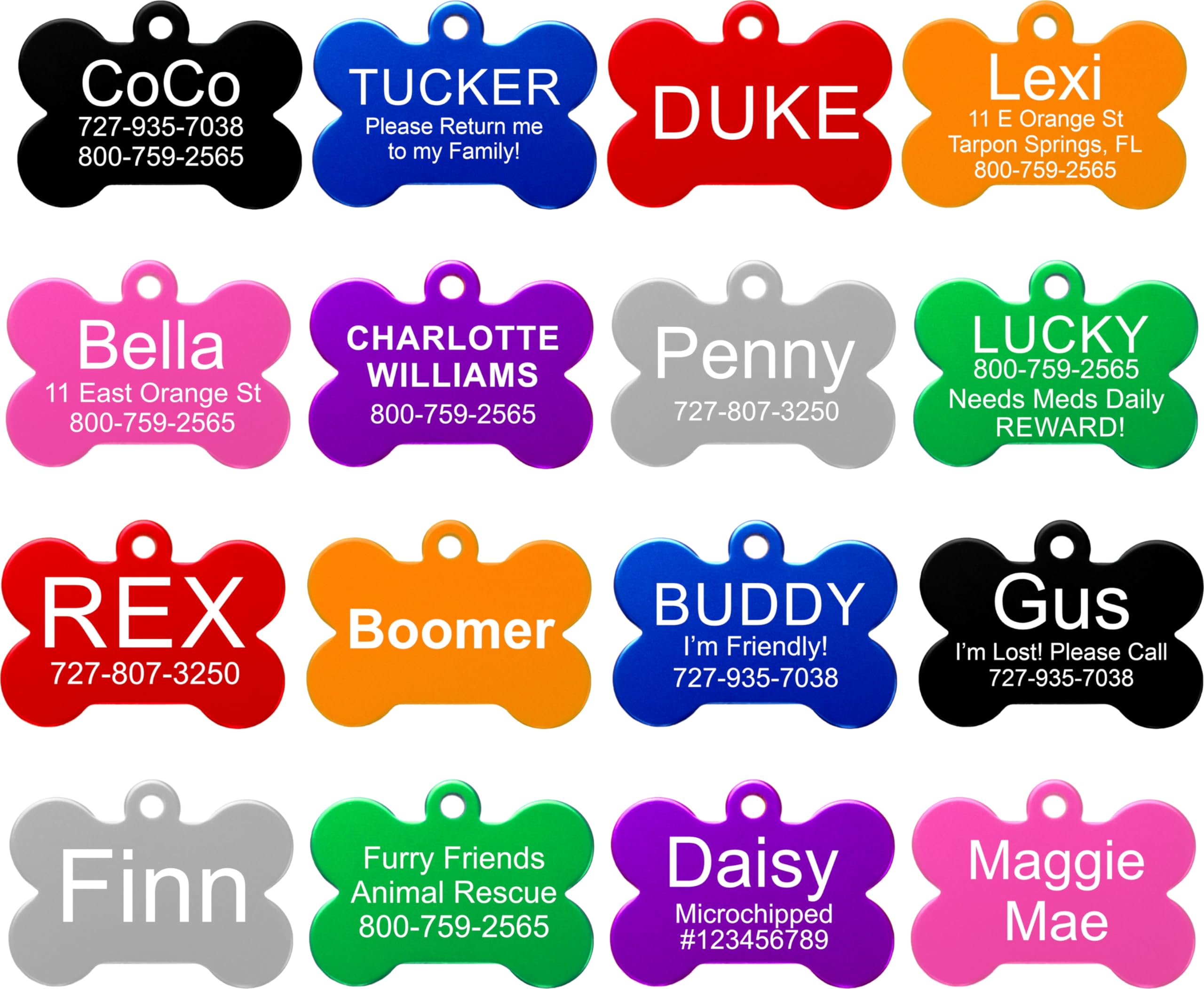 Providence Engraving Pet Id Tags In 8 Shapes, 9 Colors, And Two Sizes - Personalized Dog And Cat Tags With 4 Lines Of Customizab