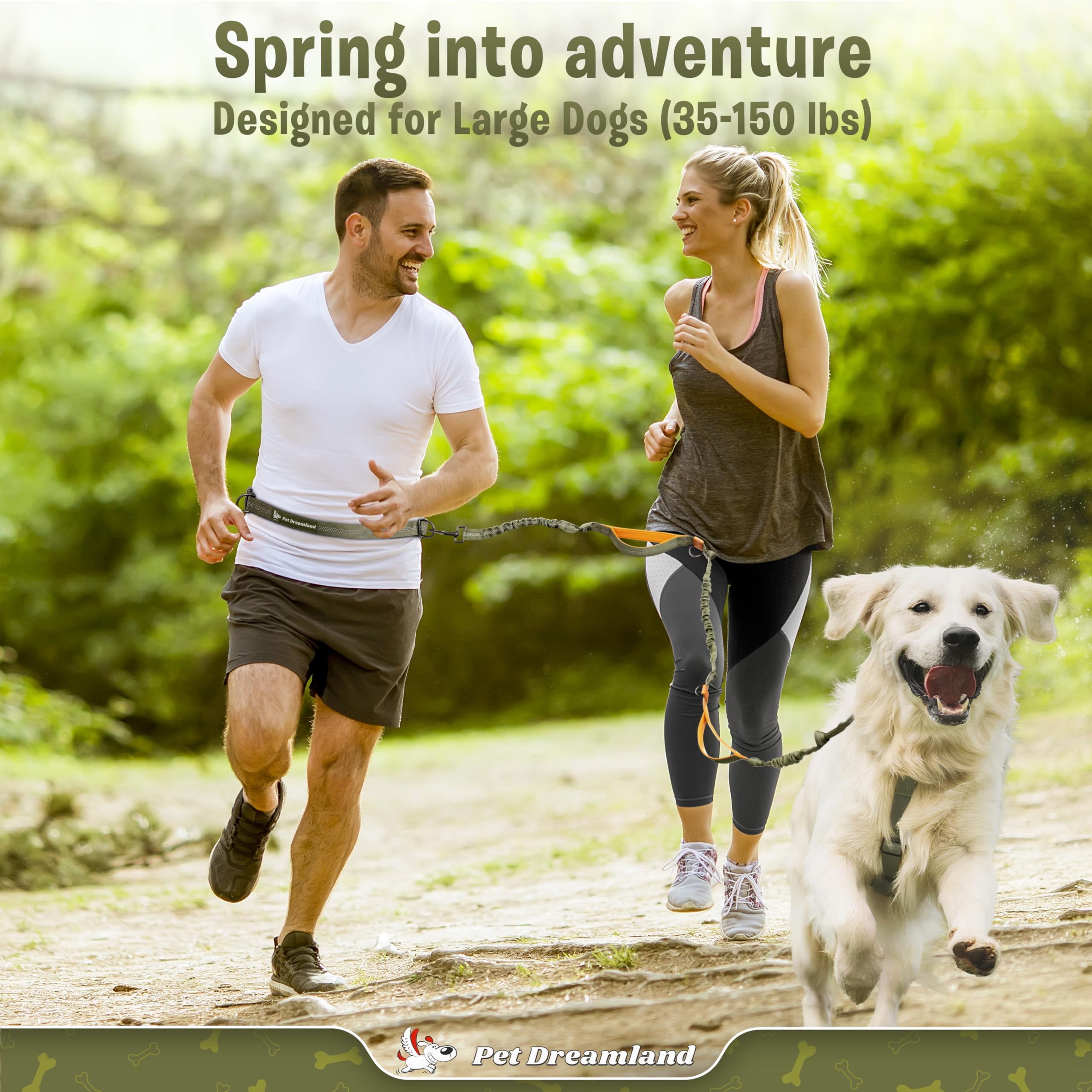 Exquisite Hands-Free Dog Leash For Large Dogs: Ultimate Comfort & Freedom For Running, Walking, Hiking. Premium Quality, Durable & Versatile Dog Waist Leash Belt. Your Dog Will Love This Waist Leash