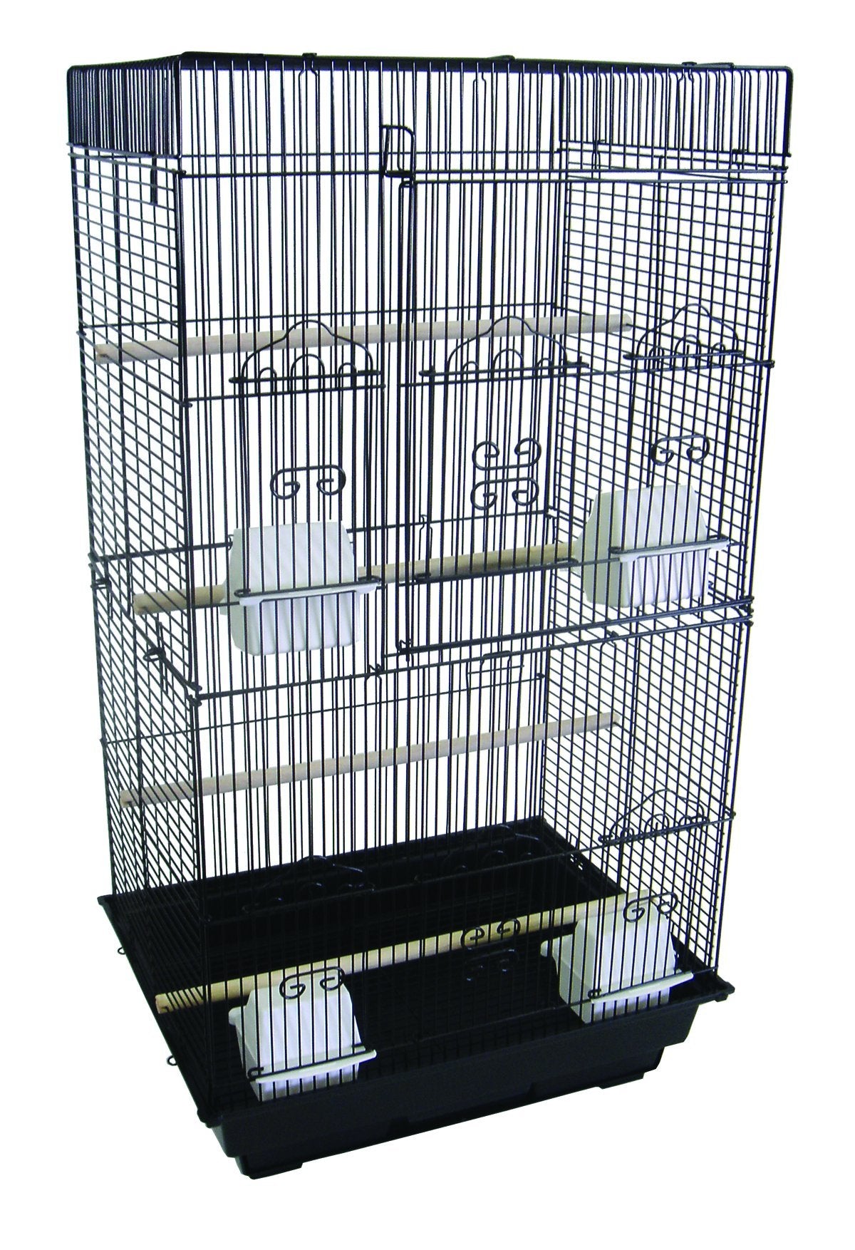 Yml A6824 3/8' Bar Spacing Tall Flat Top Small Bird Cage, Black, 18' X 14'
