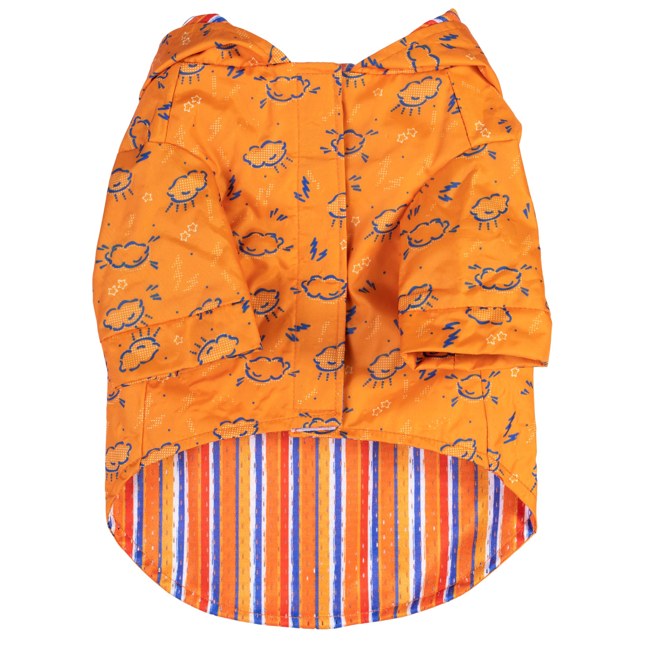 The Dodo Rainy Days Printed Raincoat for Dogs, Orange, Size Medium; Water Resistant Dog Raincoat with Hook-and-Loop Drape Closur